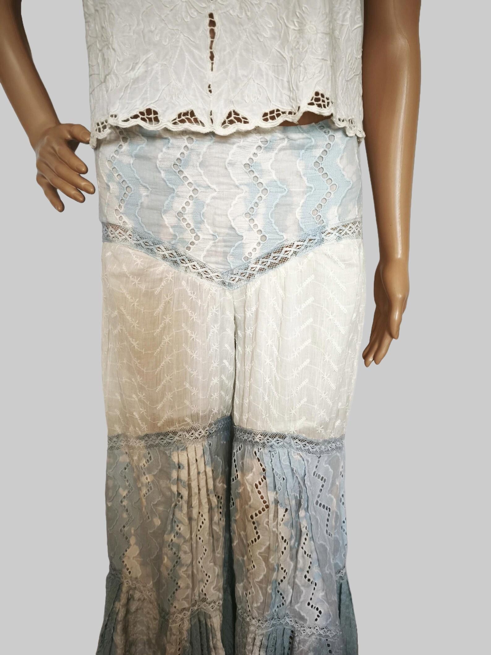 Other Y2K flare leg lace pants cotton lace bell bottom boho pant Size 26" / US 2 / IT 38 - 5 Thumbnail