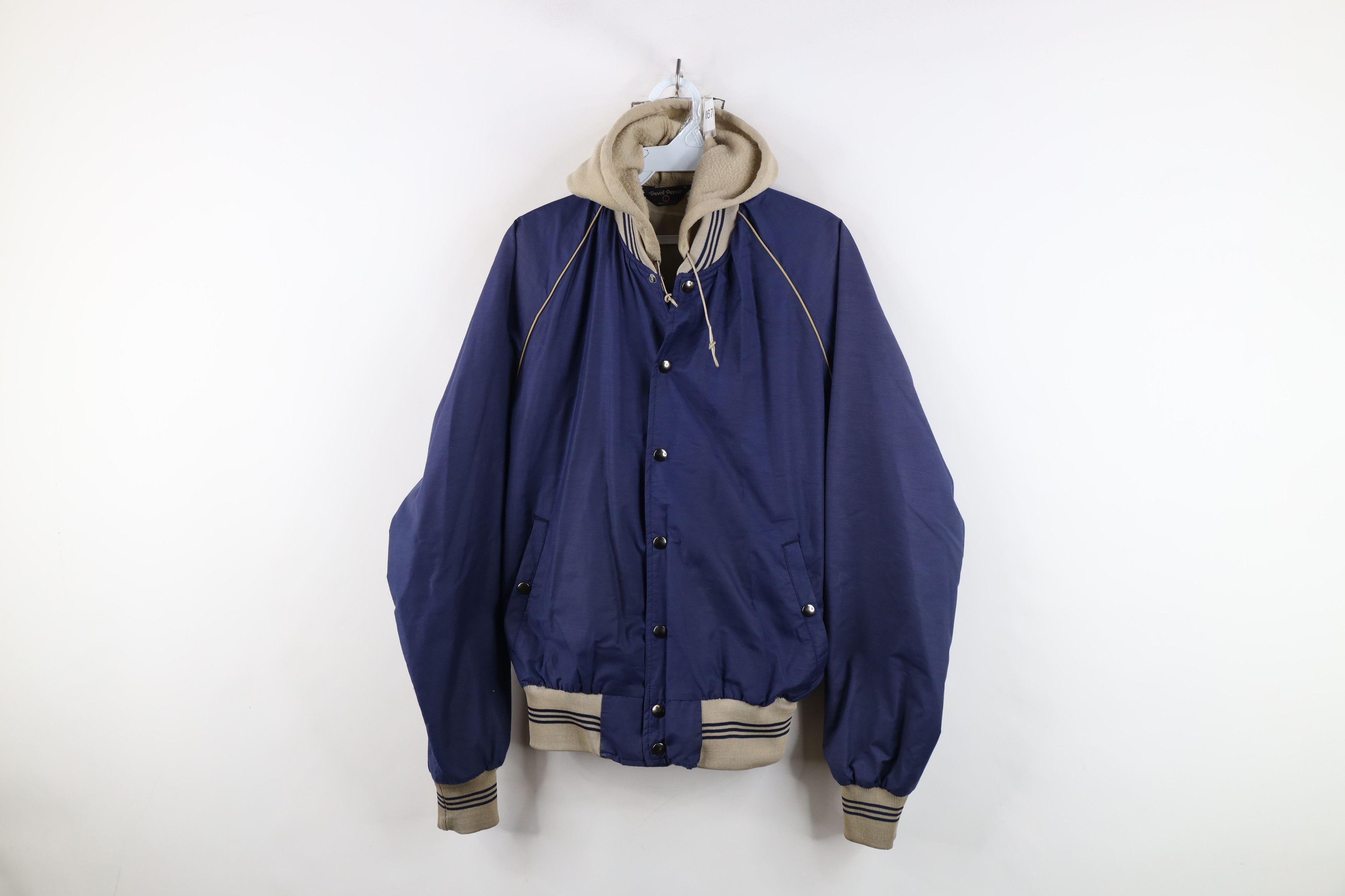 Vintage Vintage 70s Streetwear Hood Hooded Bomber Jacket Blue USA Size US M / EU 48-50 / 2 - 1 Thumbnail