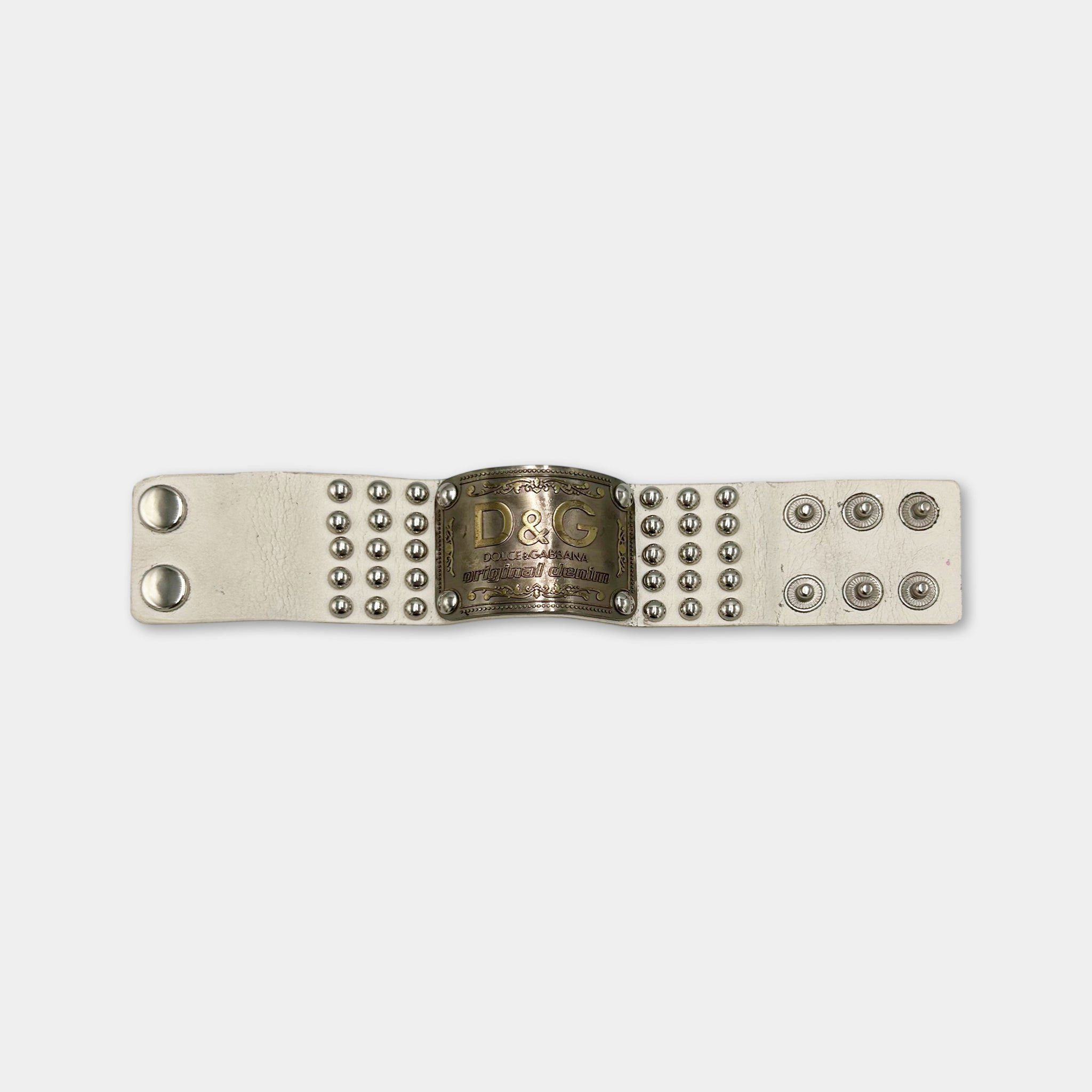 Dolce & Gabbana Dolce & Gabbana Vintage White Leather Western-Rock Bracelet Size ONE SIZE - 1 Thumbnail