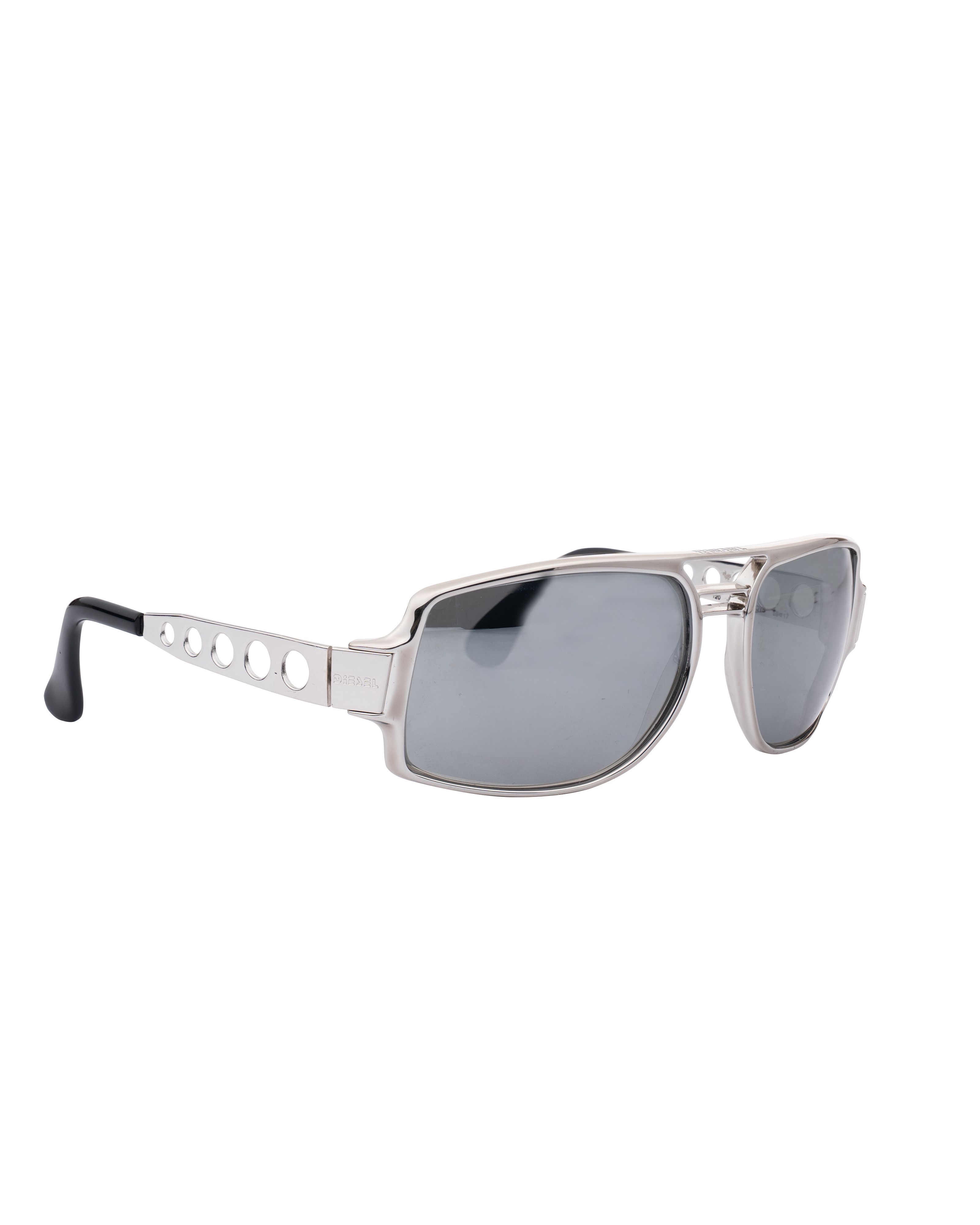 Diesel Diesel '00s Silver Pilot Aviator Cut Out Sunglasses Size ONE SIZE - 1 Thumbnail