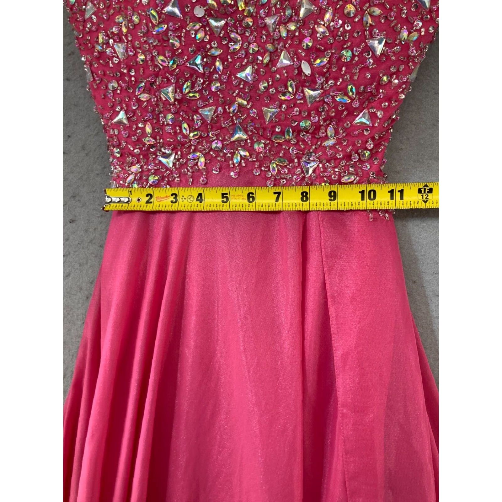 Vintage VINTAGE Paparazzi Madeline Gardner Womens Formal Dress 7/8 Pink Rhinestone NWT Sleeveless Polyester Dress Size M / US 6-8 / IT 42-44 - 2 Thumbnail