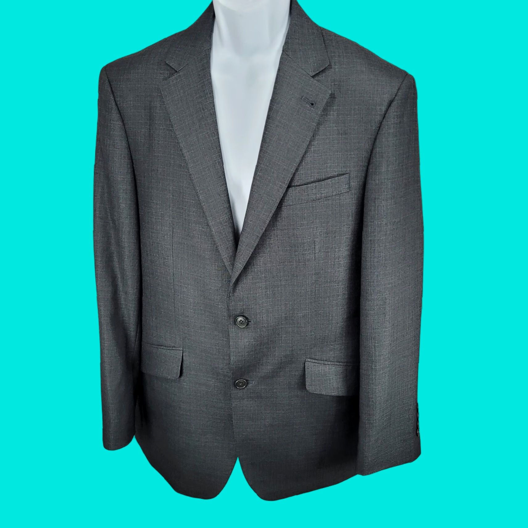 Kenneth Cole Kenneth Cole Blazer Grey Stretch 2 Button Notch Sport Coat 42L Men Trousers? Size 42R - 1 Thumbnail