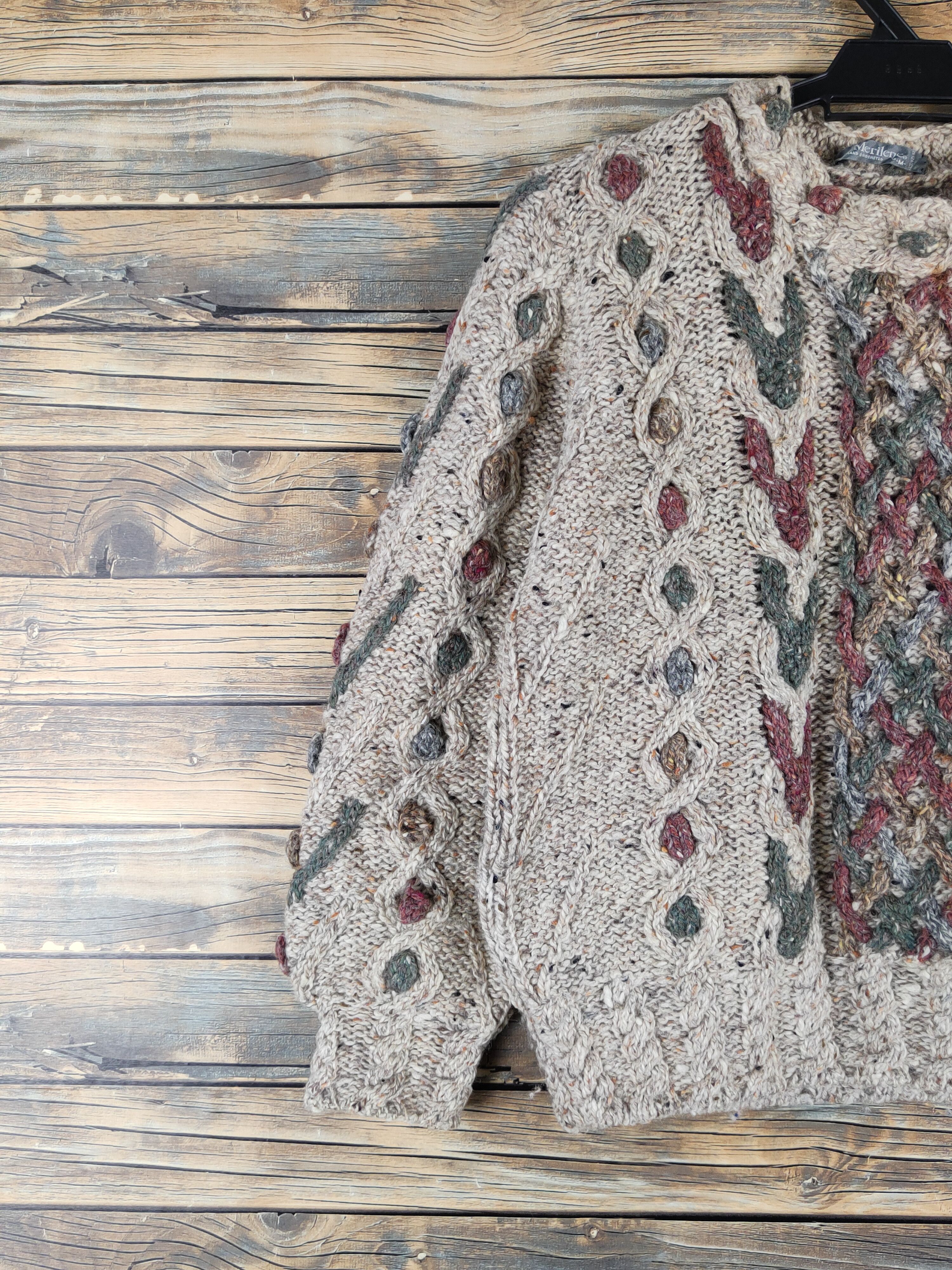 Handmade Merilene hand crocheted Brown hand Knitwear Sweaters #W1935 Size S / US 4 / IT 40 - 3 Thumbnail