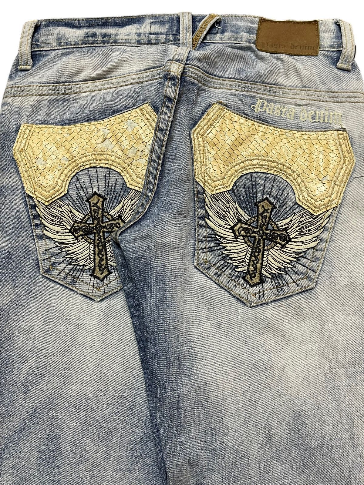 If Six Was Nine Vintage Japanese Brand Faded Wash Distress Cross Wing Style Size US 29 - 6 Thumbnail