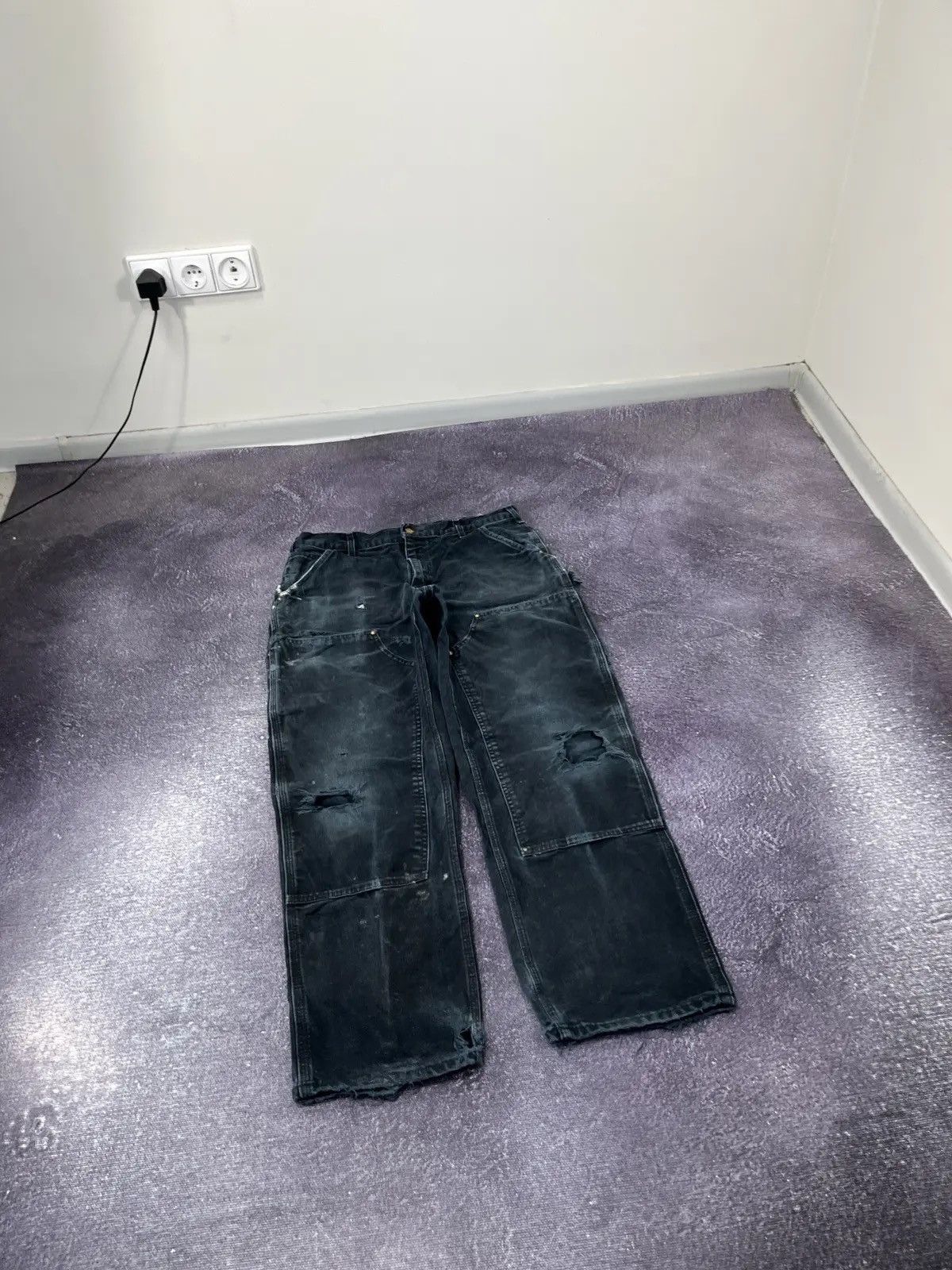 Carhartt Vintage 90s Carhartt Double Knee Faded Work Baggy Pants Size US 33 - 2 Thumbnail