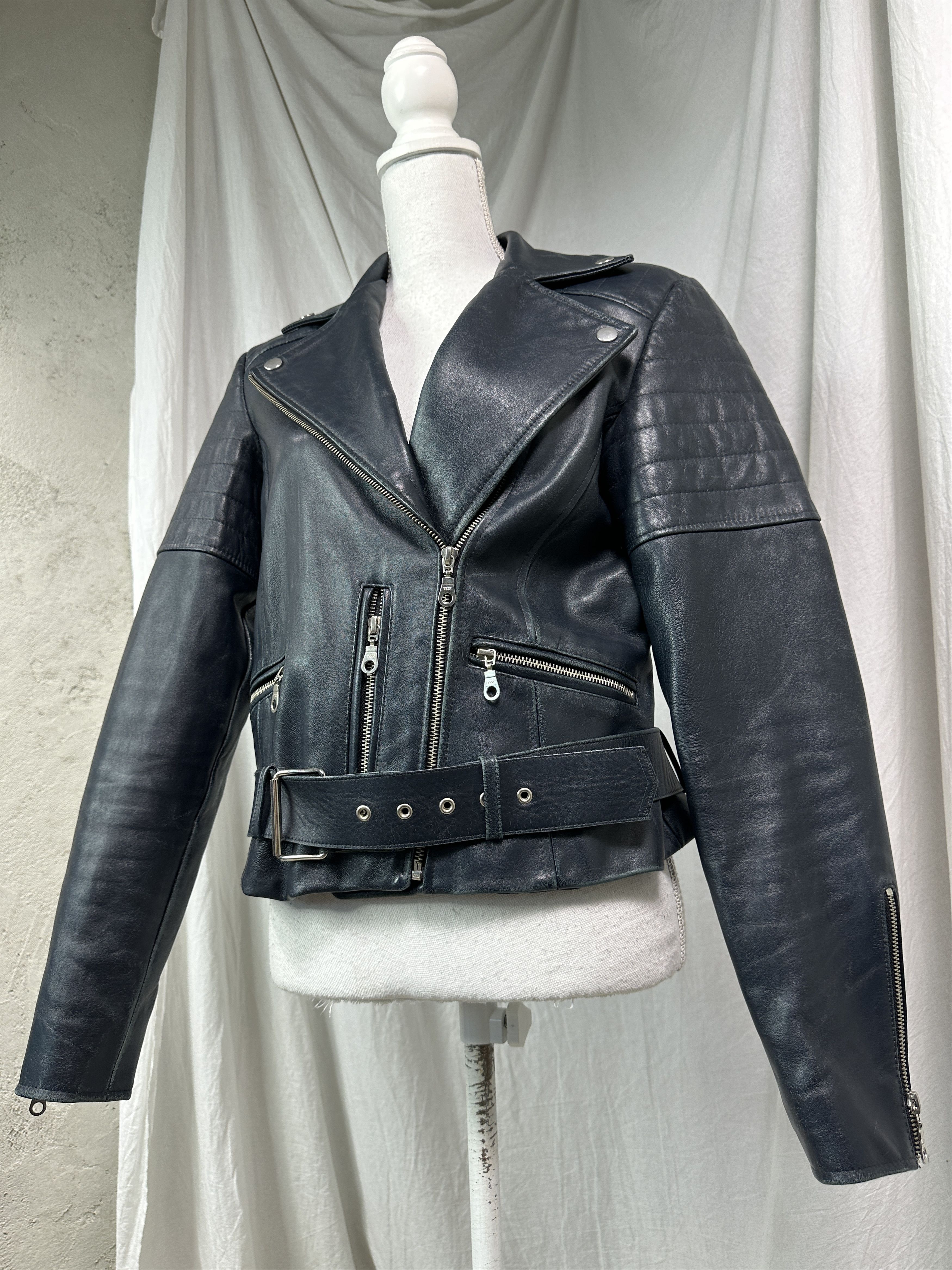 Vintage Vintage Leather Biker Moto Racing Crop Jacket 90s Size US S / EU 44-46 / 1 - 1 Thumbnail