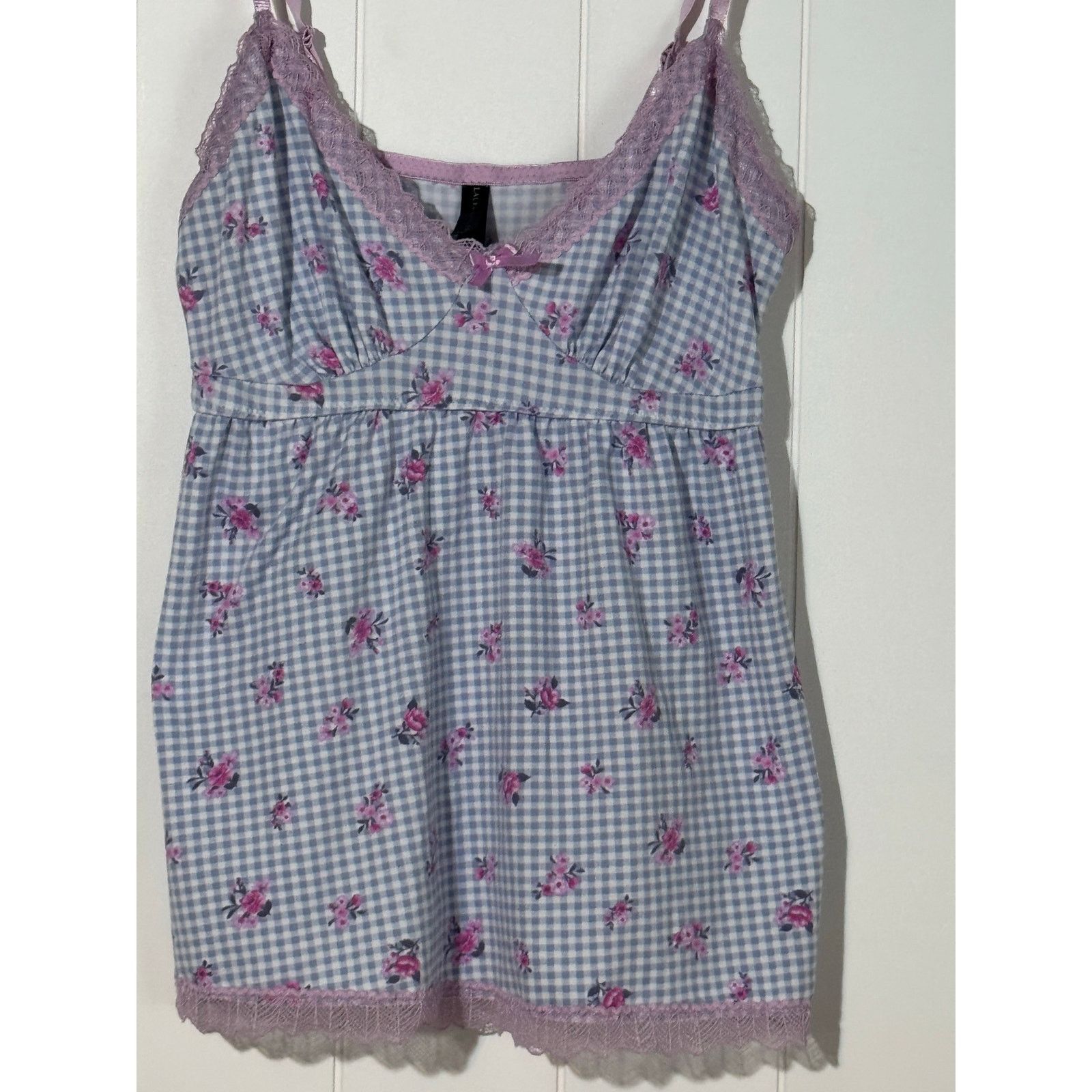 Laura Ashley Vintage Y2K Laura Ashley Gingham Floral Lace Trim Cami Size M / US 6-8 / IT 42-44 - 8 Thumbnail