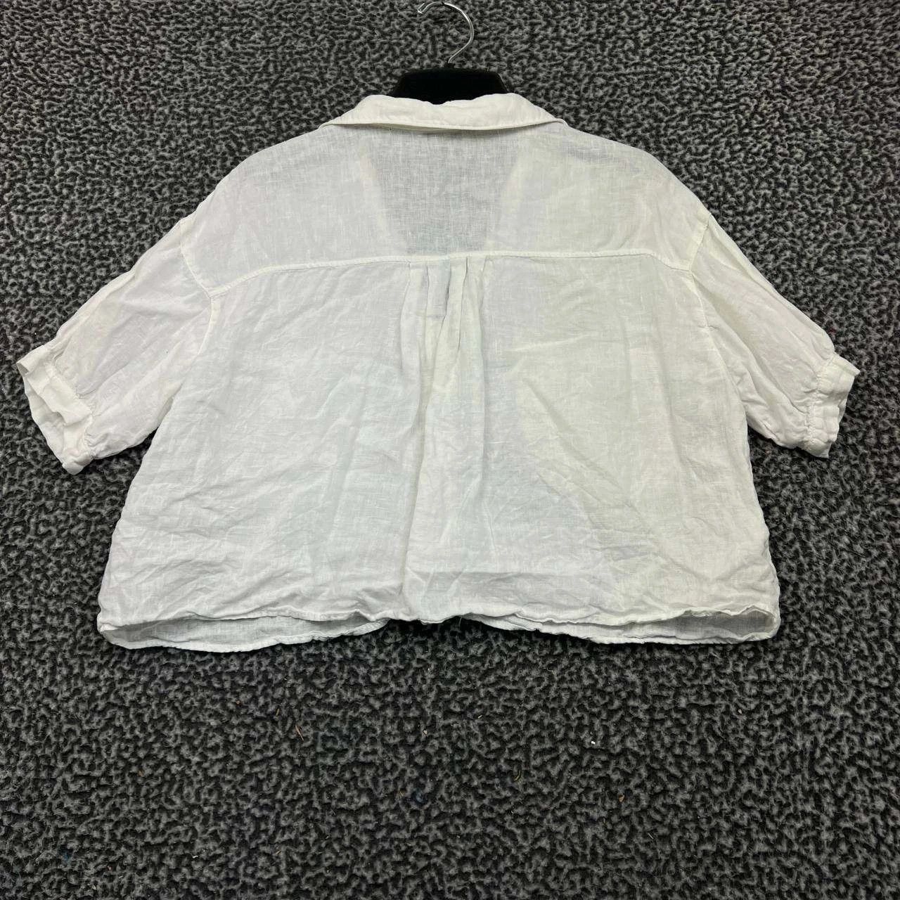 Zara Zara Button Up Shirt Women XS White Collared Crop Linen Size XS / US 0-2 / IT 36-38 - 6 Thumbnail