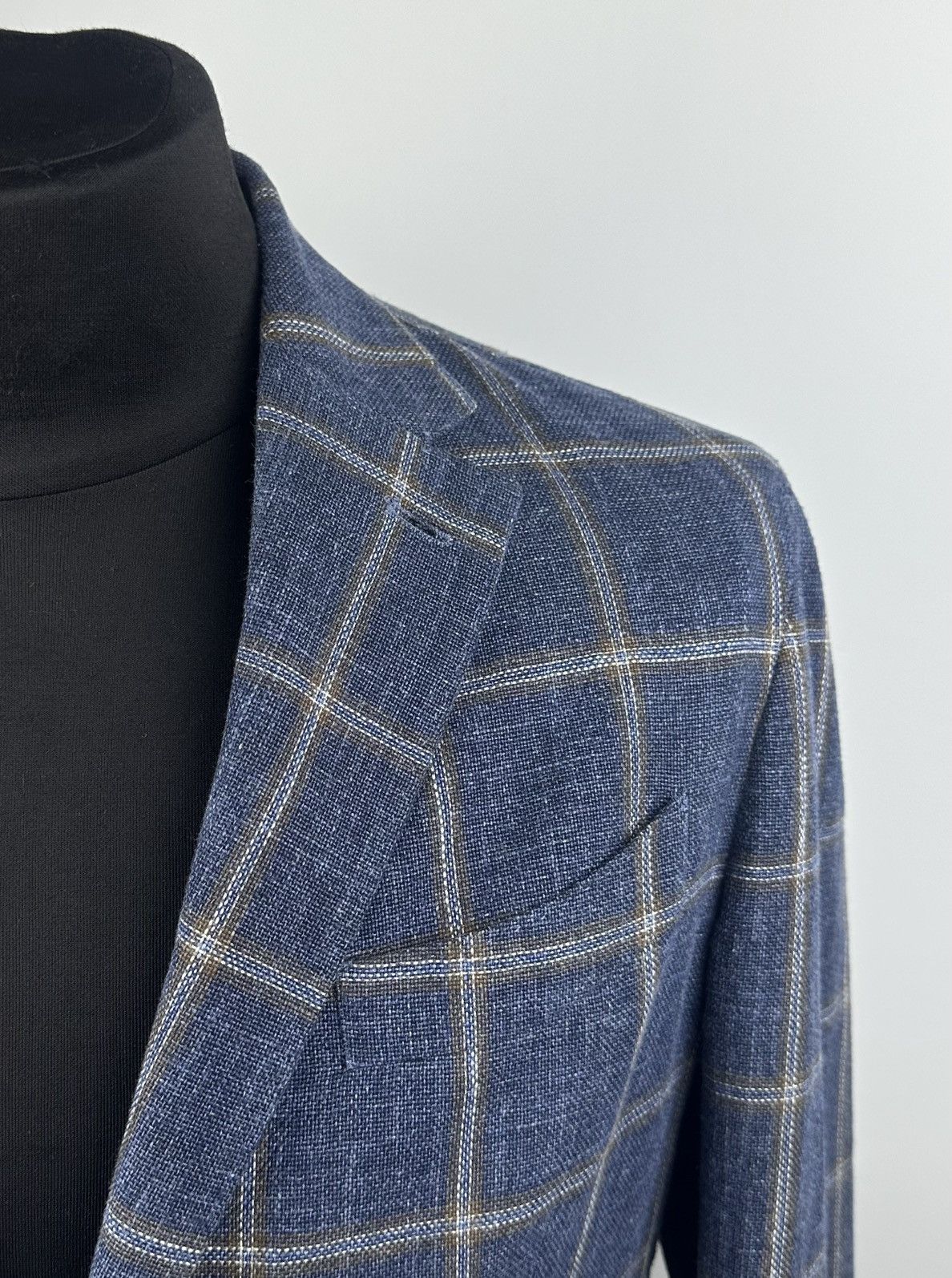 L.B.M. 1911 L.B.M. 1911 Lubiam Italy Windowpane Plaid Cotton Blazer 48R Size 48R - 2 Thumbnail