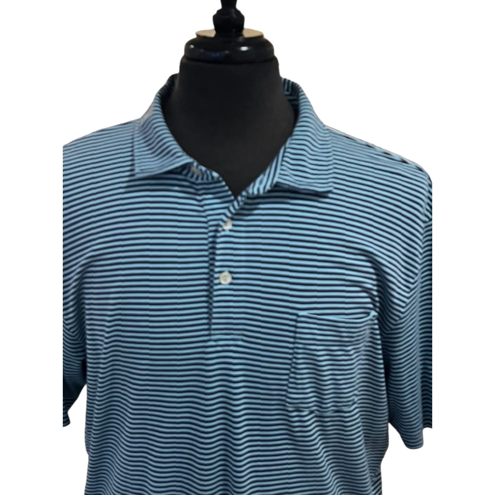 Peter Millar Peter Millar Seaside Wash Polo Shirt Mens L Blue Green Striped Casual Stretch Polo Size US L / EU 52-54 / 3 - 2 Thumbnail