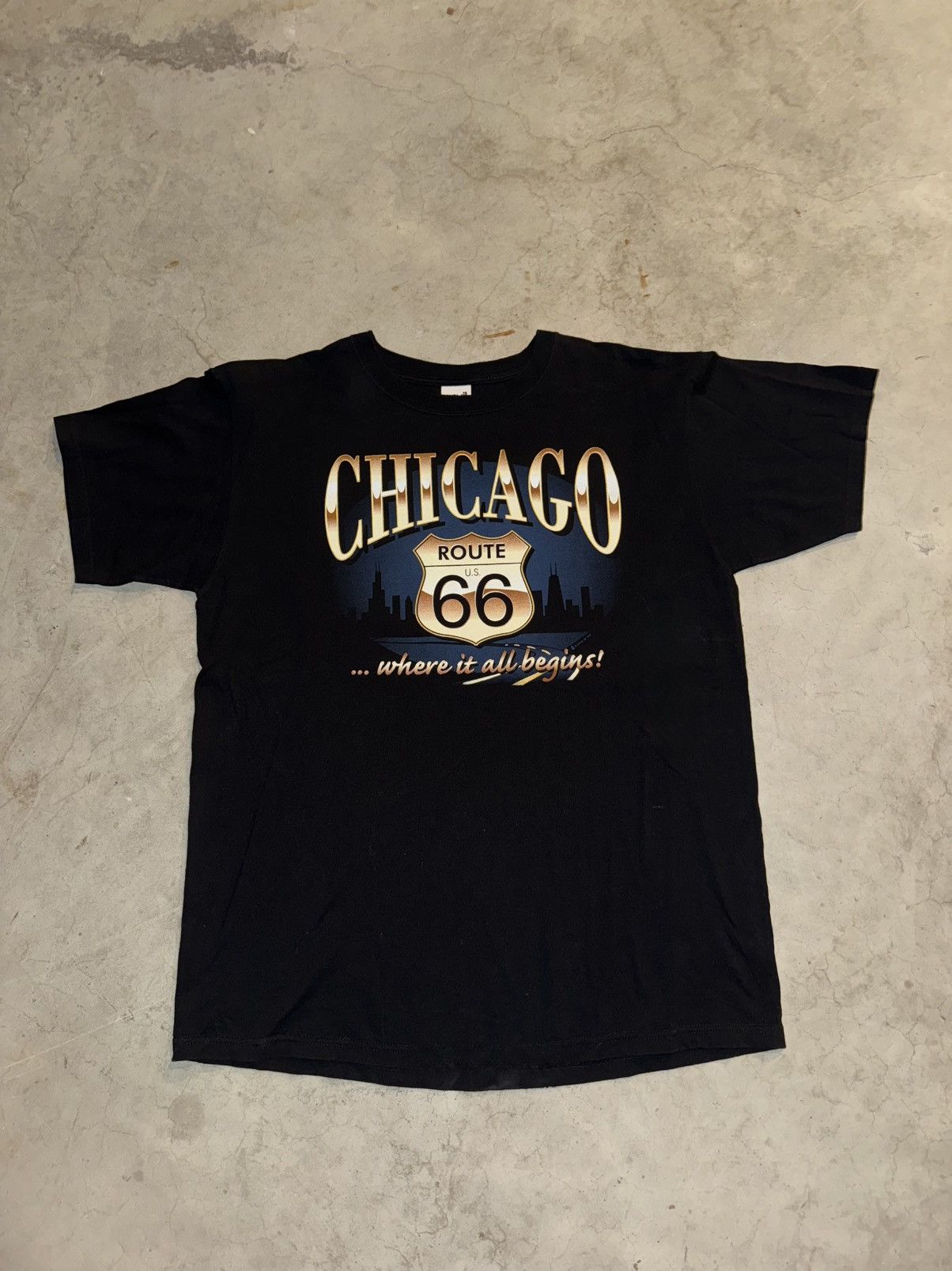 Anvil × Vintage Vintage 90s Chicago Route 66 Black Shirt Size US L / EU 52-54 / 3 - 1 Thumbnail