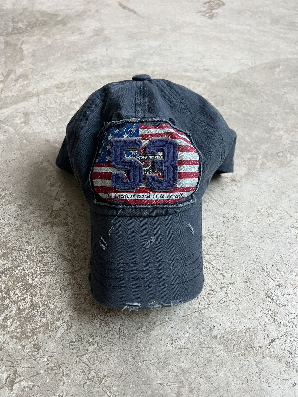 Japanese Brand Vintage “53” Distressed Tracker Hat Size ONE SIZE - 8 Thumbnail