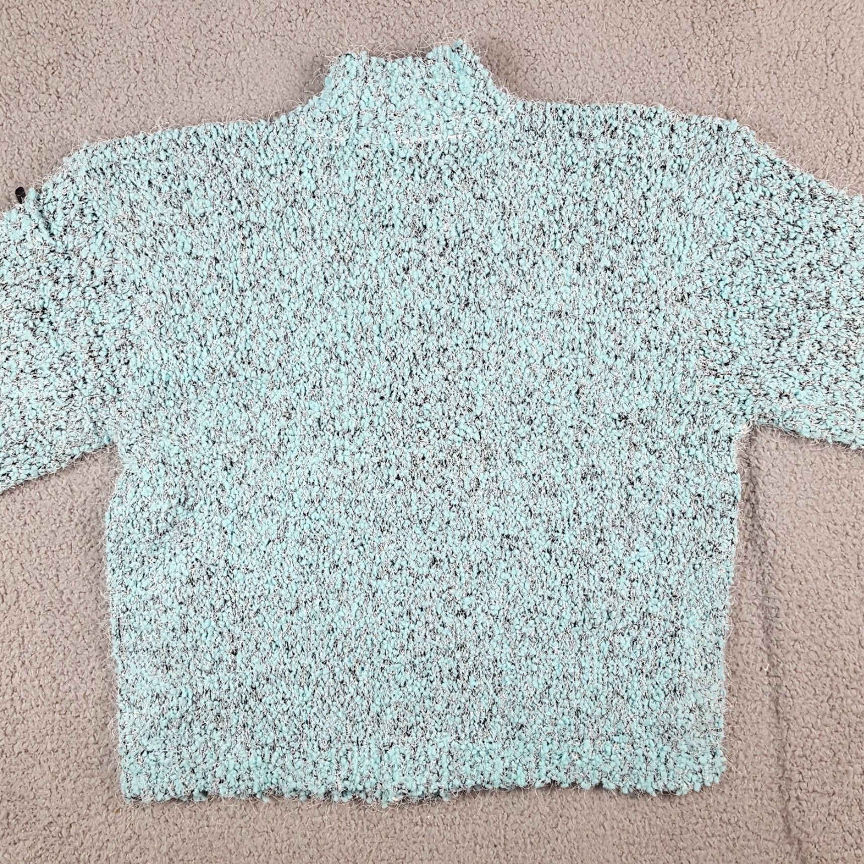 Vintage Light Blue Fuzzy Sherpa Fleece Cardigan Women's Medium Knit Boho Preppy Sweater Size M / US 6-8 / IT 42-44 - 6 Thumbnail