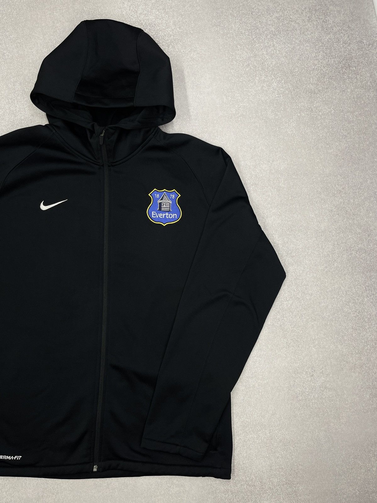 Nike Vintage Nike Everton Football Zip Hoodie Black Terma Fit Size US XXL / EU 58 / 5 - 3 Thumbnail