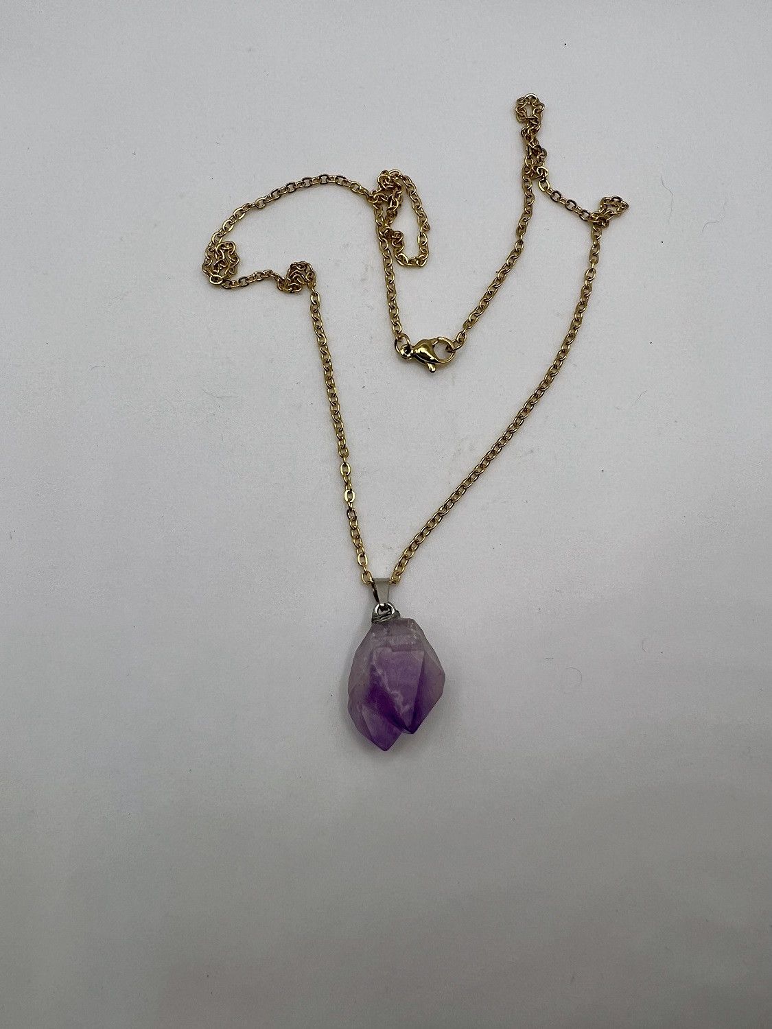 Handmade Amethyst Gold Chain Necklace Size ONE SIZE - 4 Thumbnail