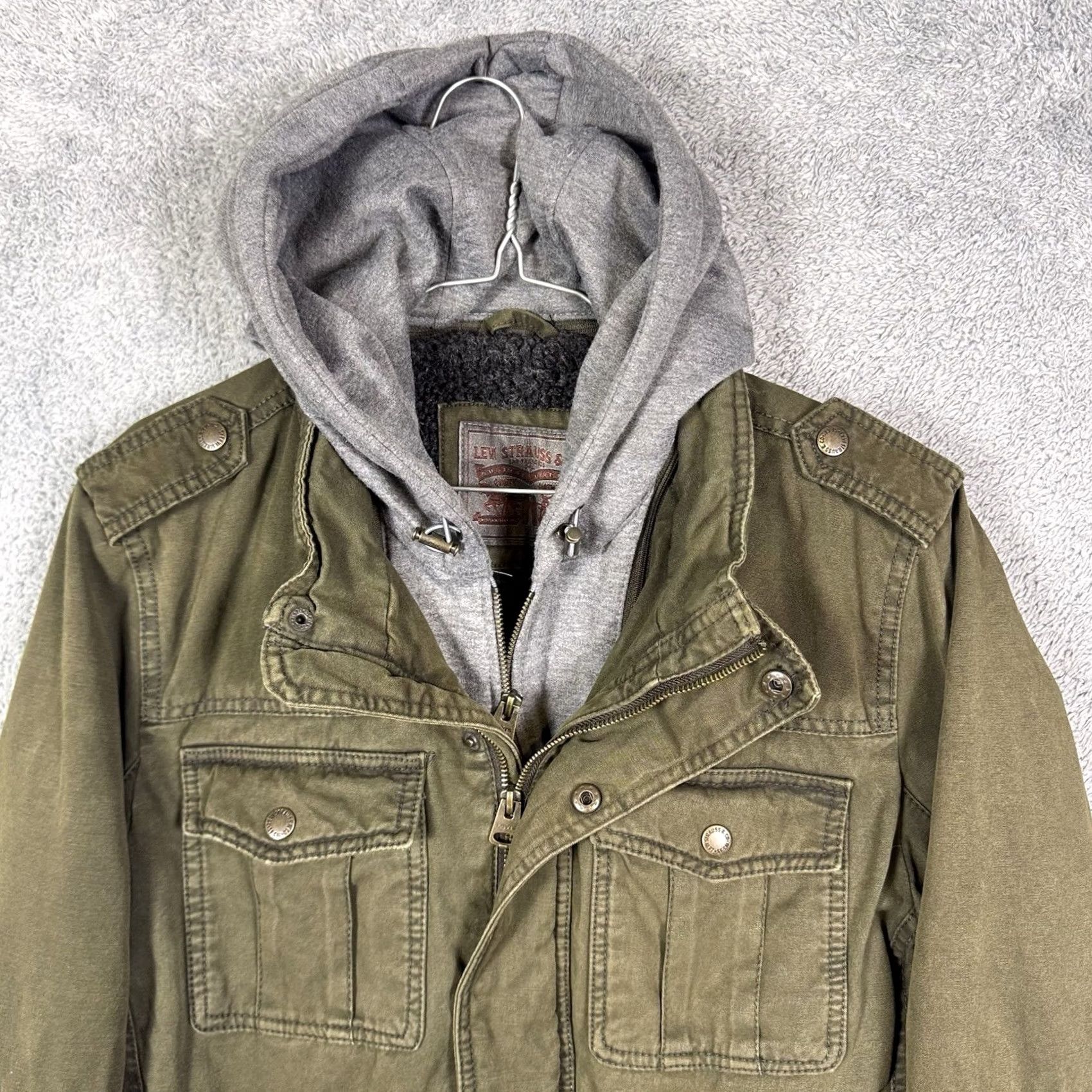 Levi's Levi’s Trucker Jacket Mens S Sherpa Hooded Canvas Utility Military Field Chore Jacket Size US S / EU 44-46 / 1 - 4 Thumbnail
