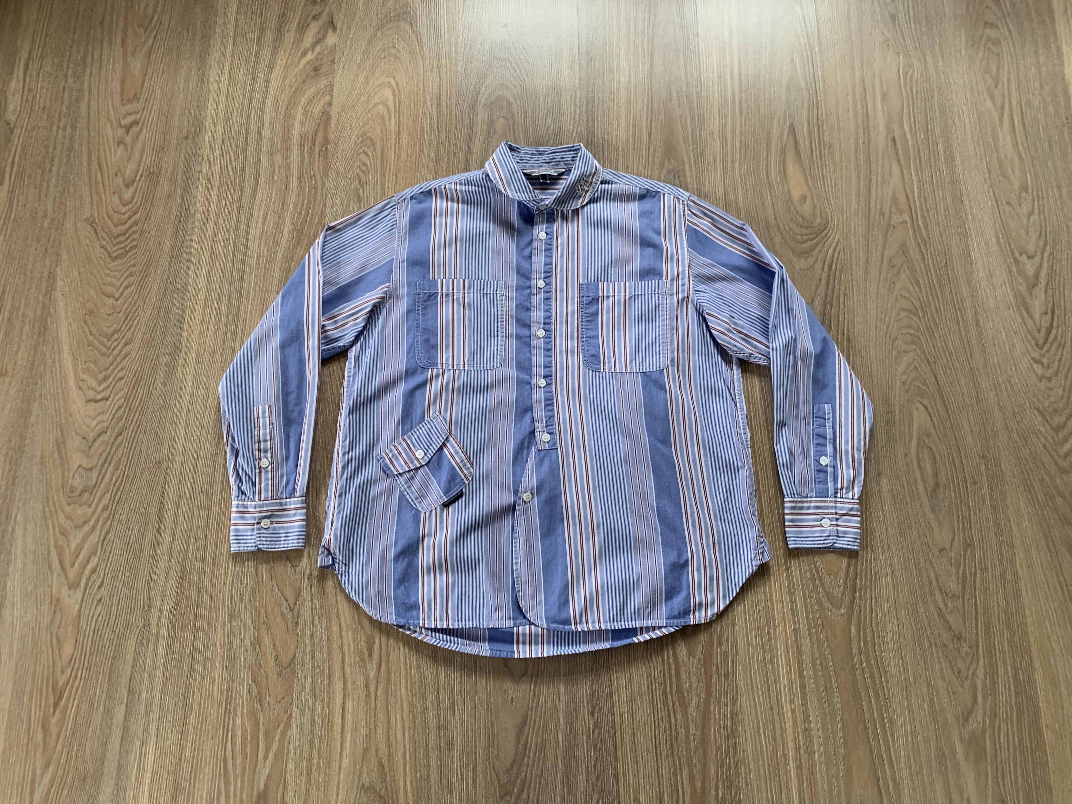 Japanese Brand PSO Striped Pocket Long Sleeve Button Up Shirt Size US S / EU 44-46 / 1 - 1 Thumbnail