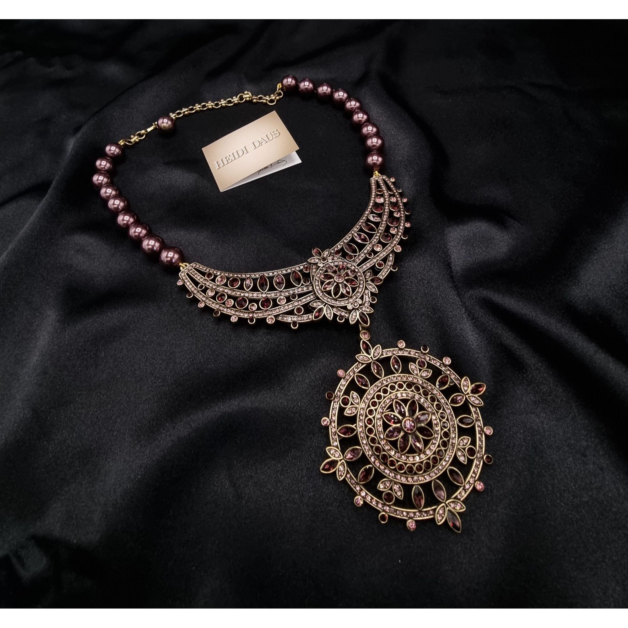 Vintage Heidi Daus Statement Necklace With Purple Beads & Intricate Size ONE SIZE - 2 Thumbnail