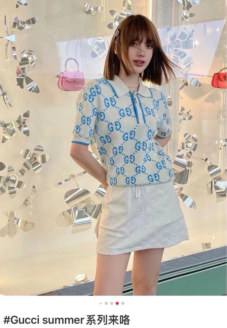 Gucci Gucci Double G jacquard knitted short sleeves 2502-Nextarro Size US L / EU 52-54 / 3 - 8 Thumbnail