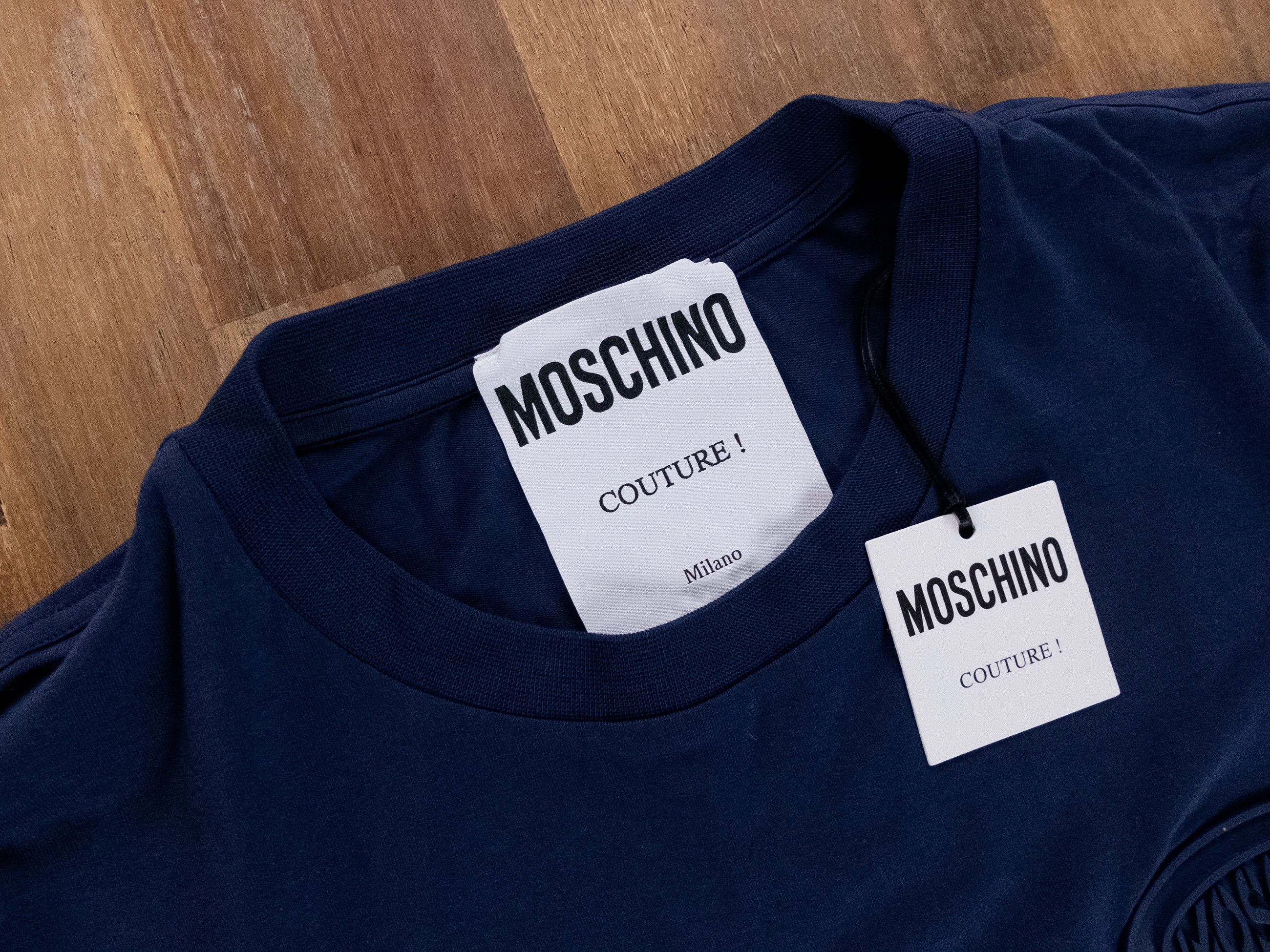 Moschino MOSCHINO Couture blue rubber chest logo t-shirt Large 50 Size US L / EU 52-54 / 3 - 2 Thumbnail