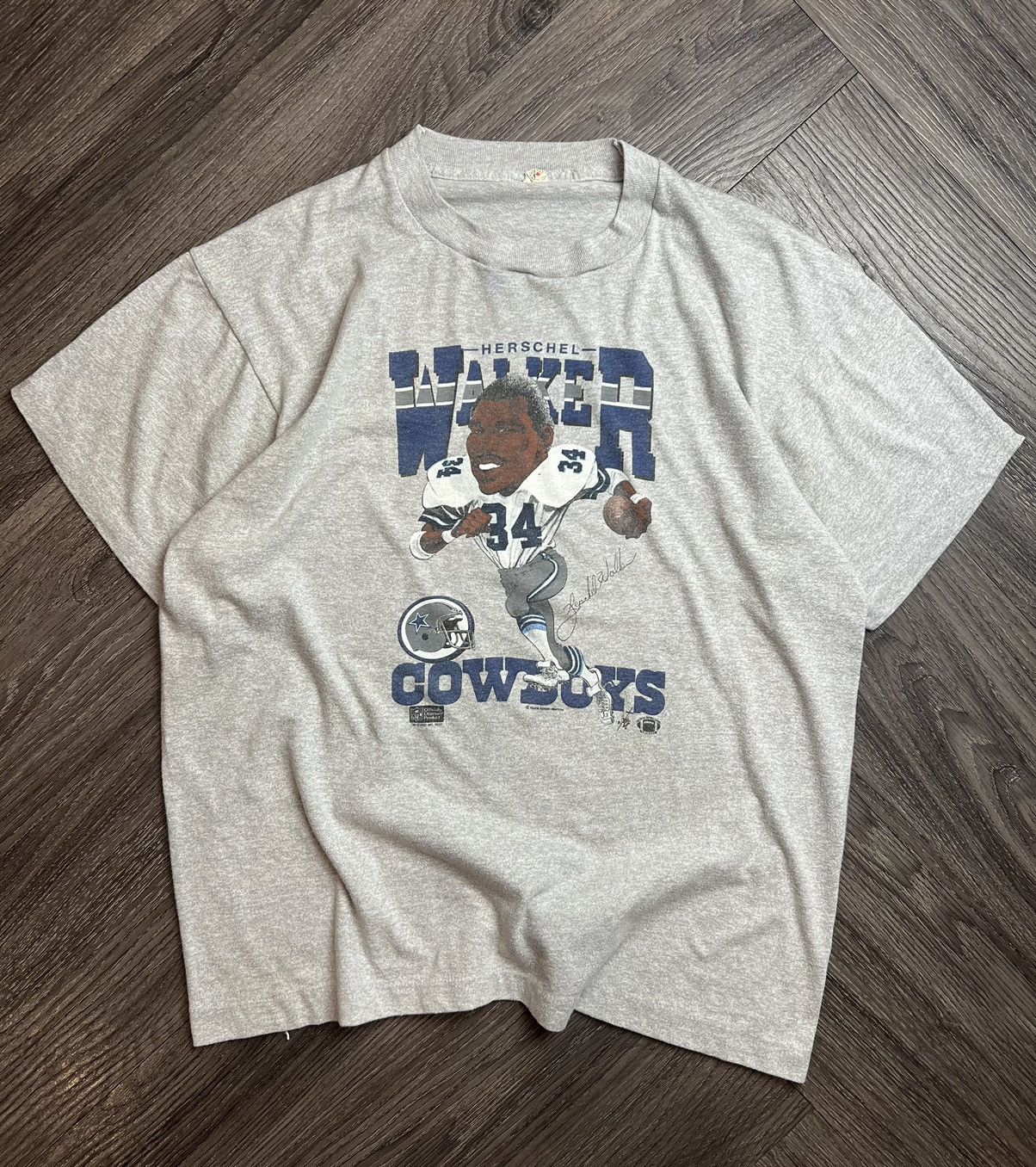 image of Made In USA x Nfl Vintage 80’S Herschel Walker Dallas Cowboys T-Shirt in Grey, Men's (Size XL)