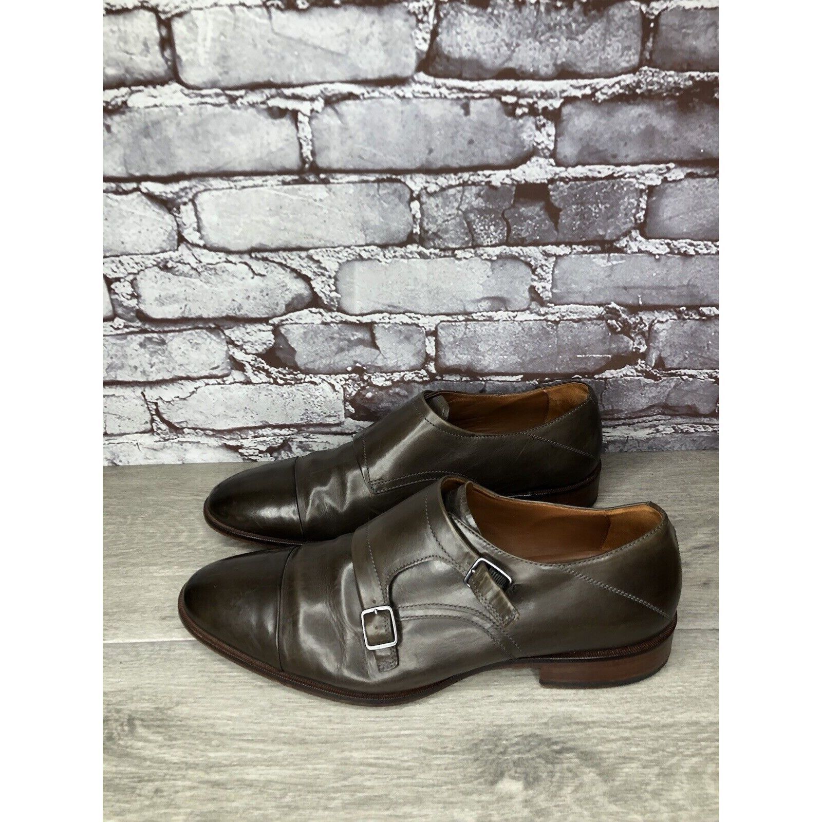 Johnston & Murphy Johnston & Murphy Sheepskin Brown Leather Double Monk Strap Size US 10.5 / EU 43-44 - 21 Thumbnail