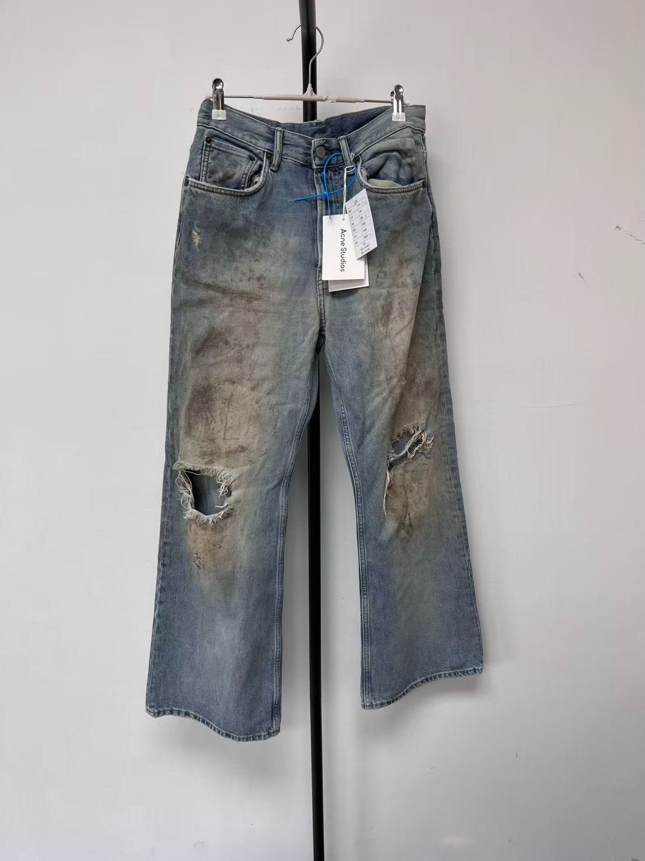 Acne Studios Acne Distressed Dirty Dye Wide-Leg Jeans Size US 30 / EU 46 - 1 Thumbnail
