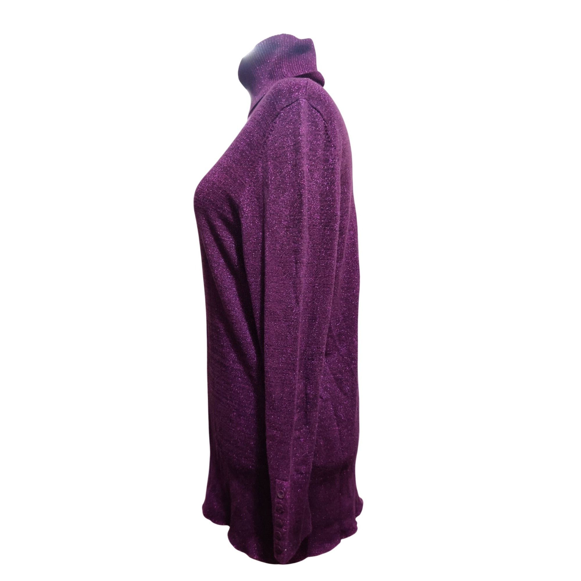 Other Plus Size 2X Womens Purple Sweater Metallic Shimmer Turtlene Size XXL / US 16-18 / IT 52-54 - 14 Thumbnail