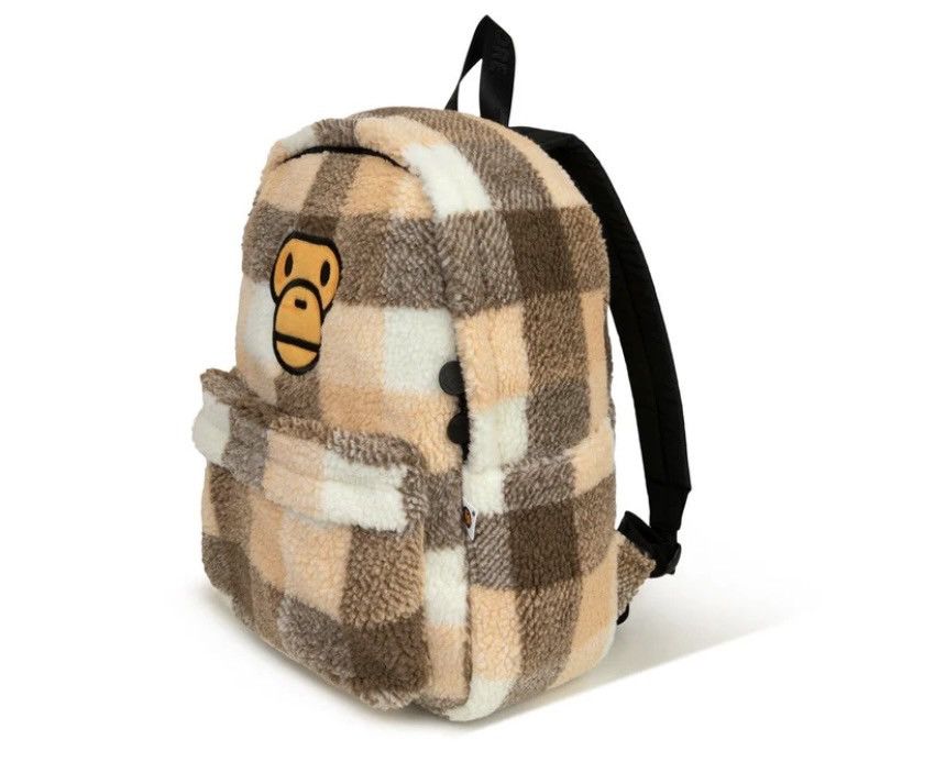 Bape Bape Brown Plaid Baby Milo Medium backpack fur Size ONE SIZE - 2 Thumbnail
