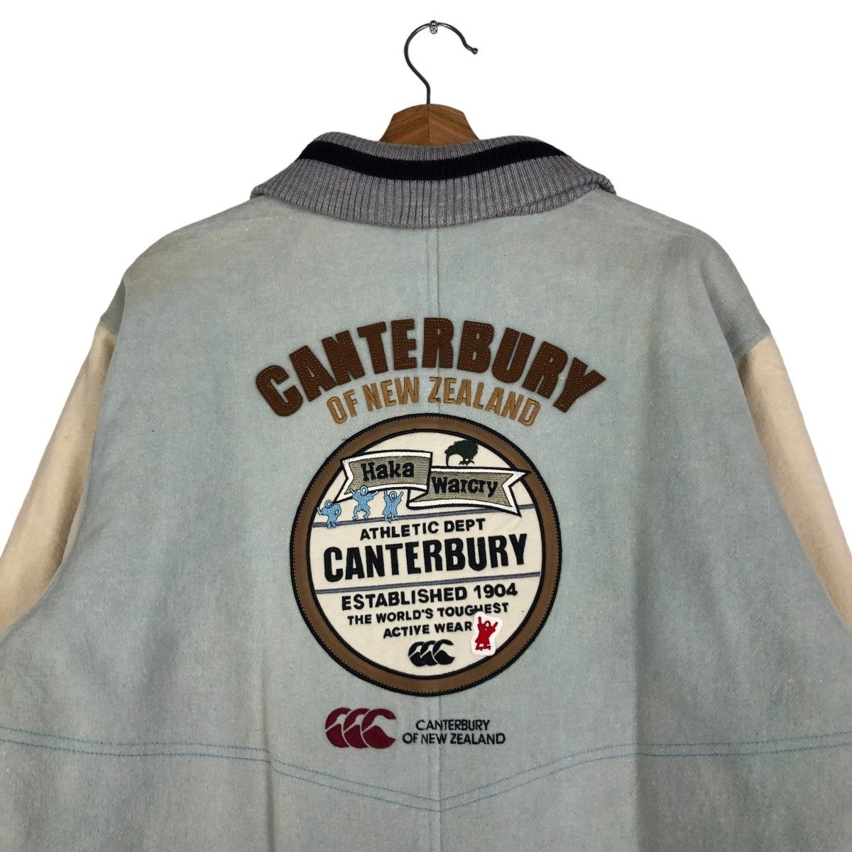 Canterbury of New Zealand 🔥VINTAGE WOOL BOMBER JACKET CANTERBURY BIG LOGO SPELL OUT Size US L / EU 52-54 / 3 - 11 Thumbnail