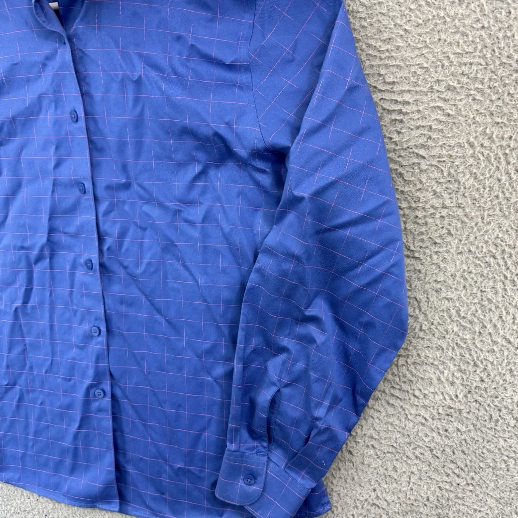 Vintage Foxcroft Shirt Womens 12 Blue Check Equestrian Wrinkle Free Button Up Blouse Size XL / US 12-14 / IT 48-50 - 5 Thumbnail