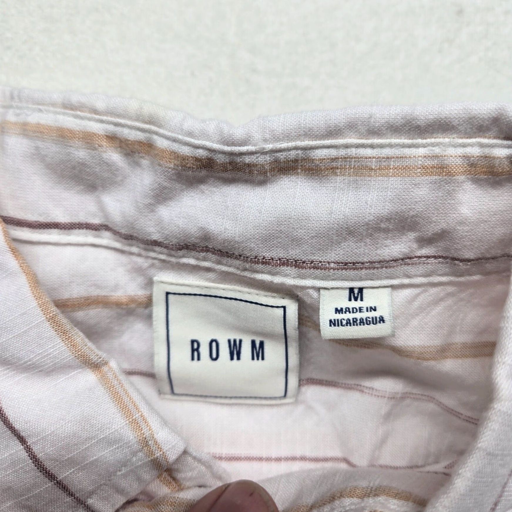 Vintage Rowm Men's White Striped Short Sleeve Button Up Shirt Medium Size US M / EU 48-50 / 2 - 3 Thumbnail