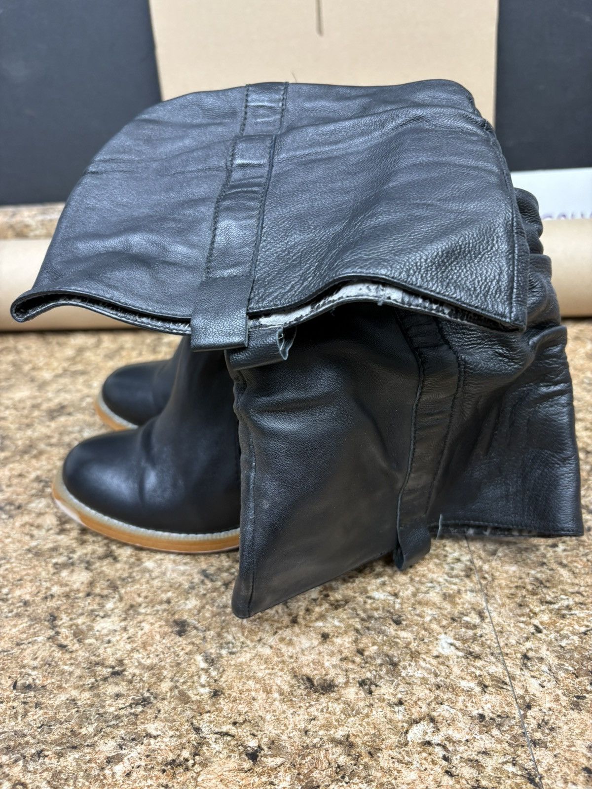 Other Colin Stuart Black Leather Slouch Boots Fold Over Block Heel Size US 8 / IT 38 - 7 Thumbnail