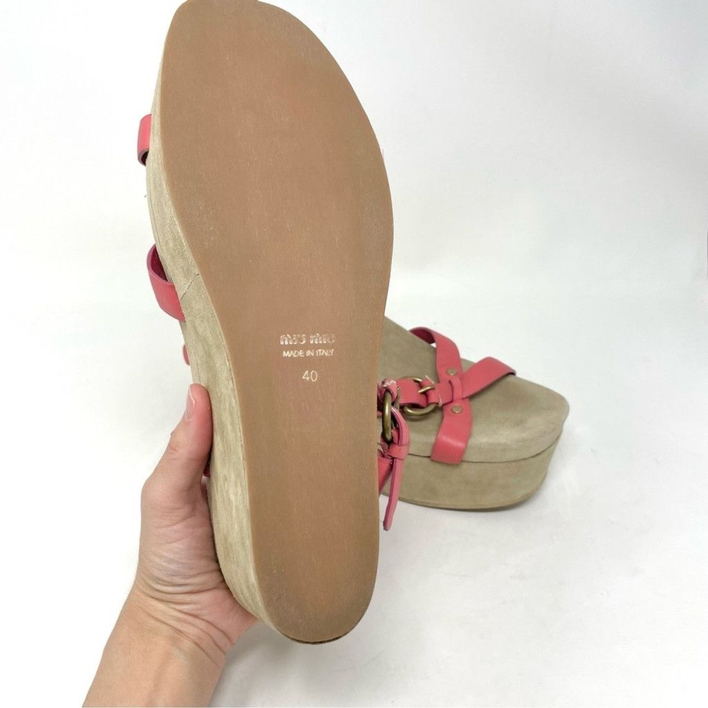 Miu Miu New Miu Miu Pink Leather Flatform Sandals Size 40 Size US 10 / IT 40 - 13 Thumbnail