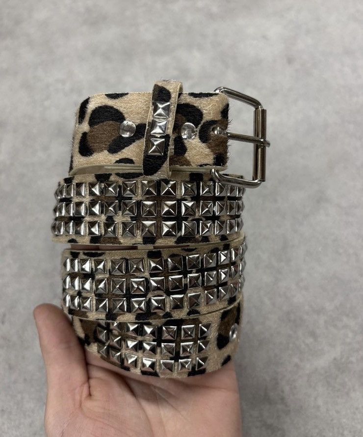 Other Y2k grunge skate cheetah leopard print studded belt Size 34 - 1 Thumbnail