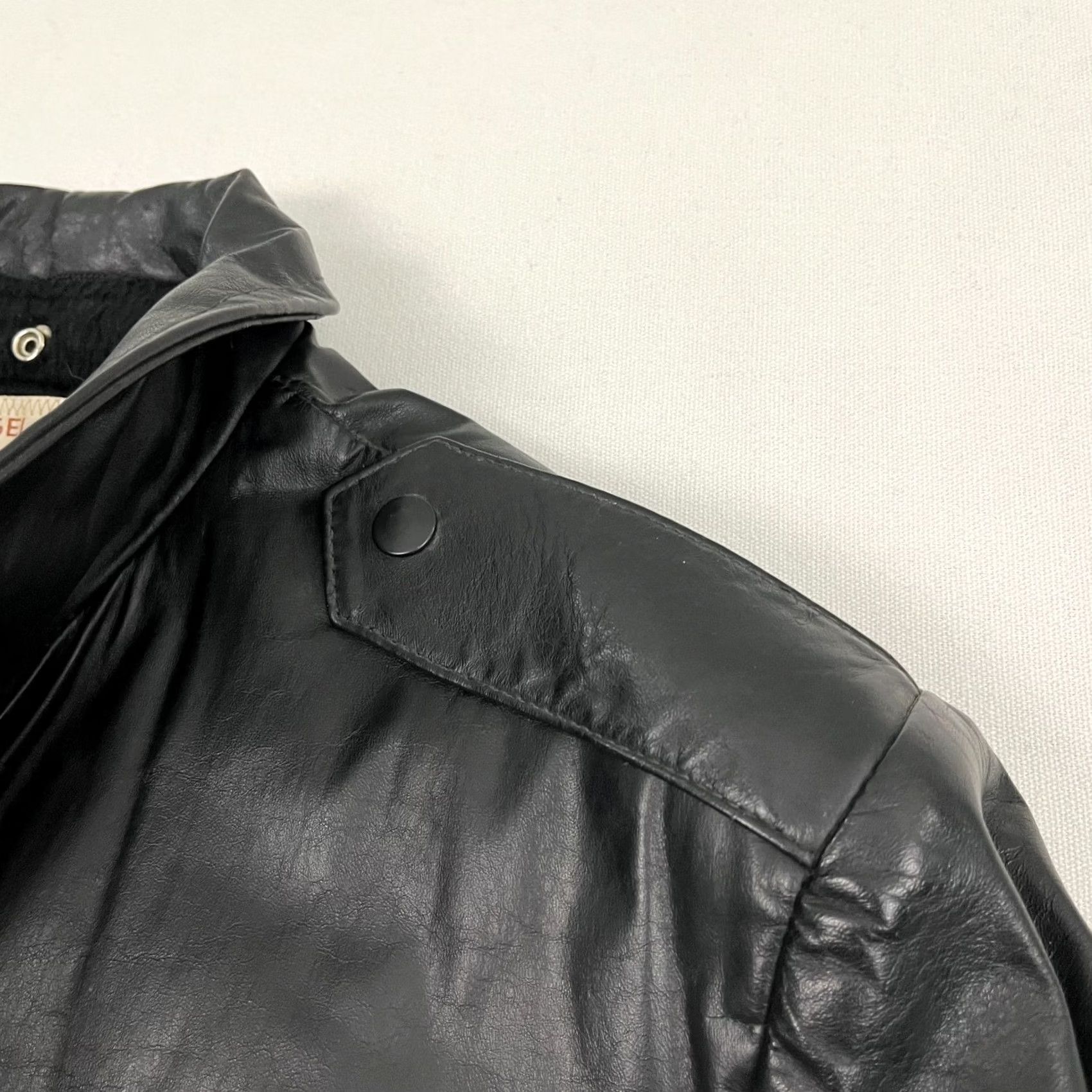 Skin Vintage 80s Angel Skin Nappa Leather Grais Jacket Size 42 Black Shearling Bomber USA Size US XS / EU 42 / 0 - 7 Thumbnail
