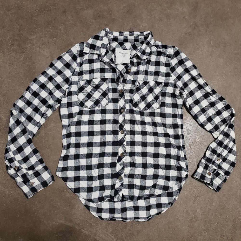 Abercrombie & Fitch Black White Checkered A&F Button Down Flannel Size S / US 4 / IT 40 - 1 Thumbnail