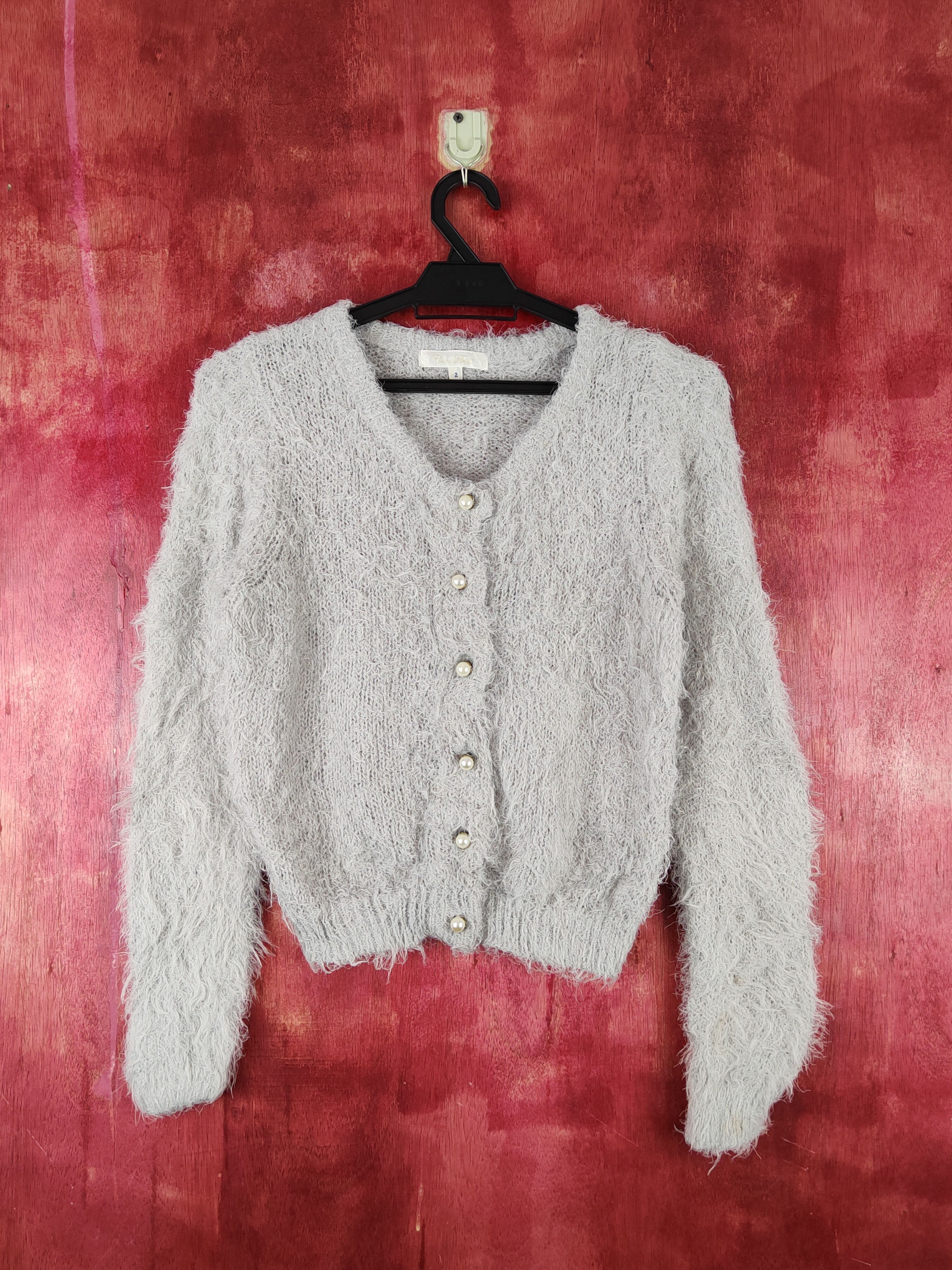 Aran Isles Knitwear × Japanese Brand × Vintage Caca Deal Light Gray Shag Shaggy Fur Mohair Knitwear #S1919 Size S / US 4 / IT 40 - 1 Thumbnail