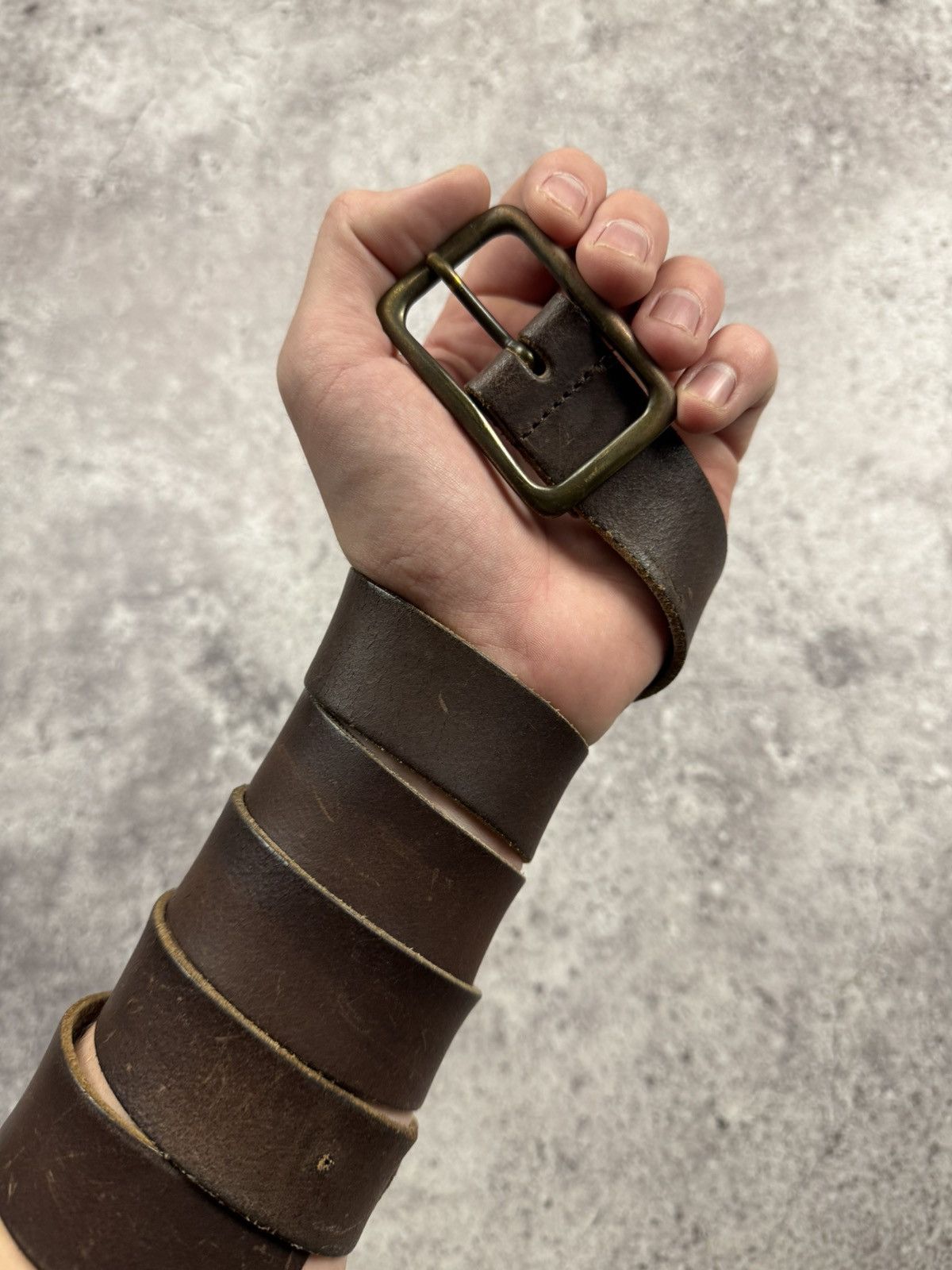Japanese Brand 00’s NINE STYLE BROWN LEATHER RARE Y2K BELT VINTAGE Size ONE SIZE - 2 Thumbnail