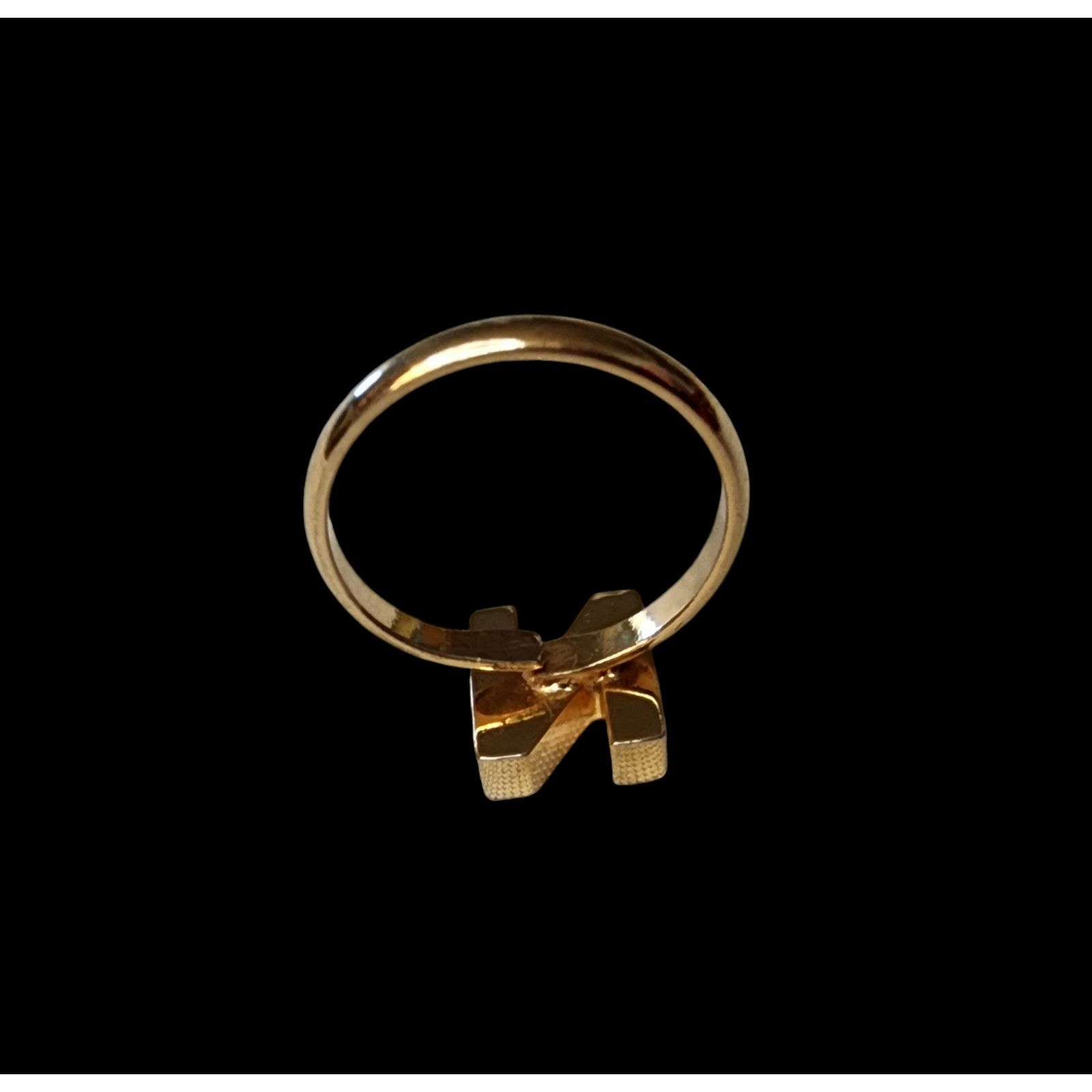 The Unbranded Brand Vintage gold-tone adjustable letter N ring size 7.5 Size ONE SIZE - 3 Thumbnail