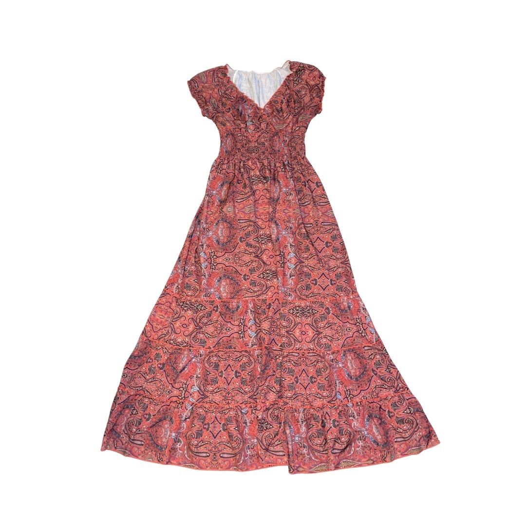 Other Bohemian Paisley Print Maxi Smoked Waist Dress Peasant Flowy Size S / US 4 / IT 40 - 1 Thumbnail