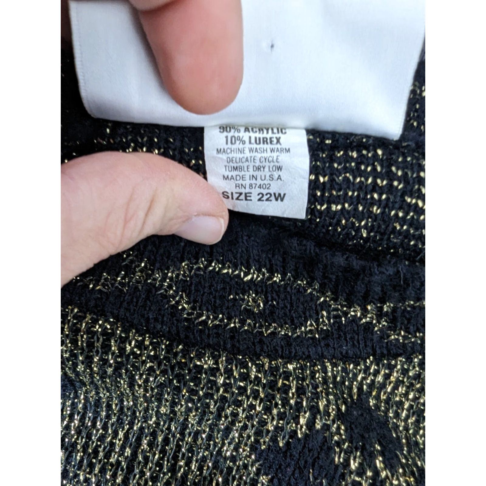 Vintage VINTAGE 80s Christmas Party Sweater Metallic Gold Black Women's 22W S11 Shirt Cardigan Open Christmas Look Women Womens Size 4XL / US 24-26 - 5 Thumbnail