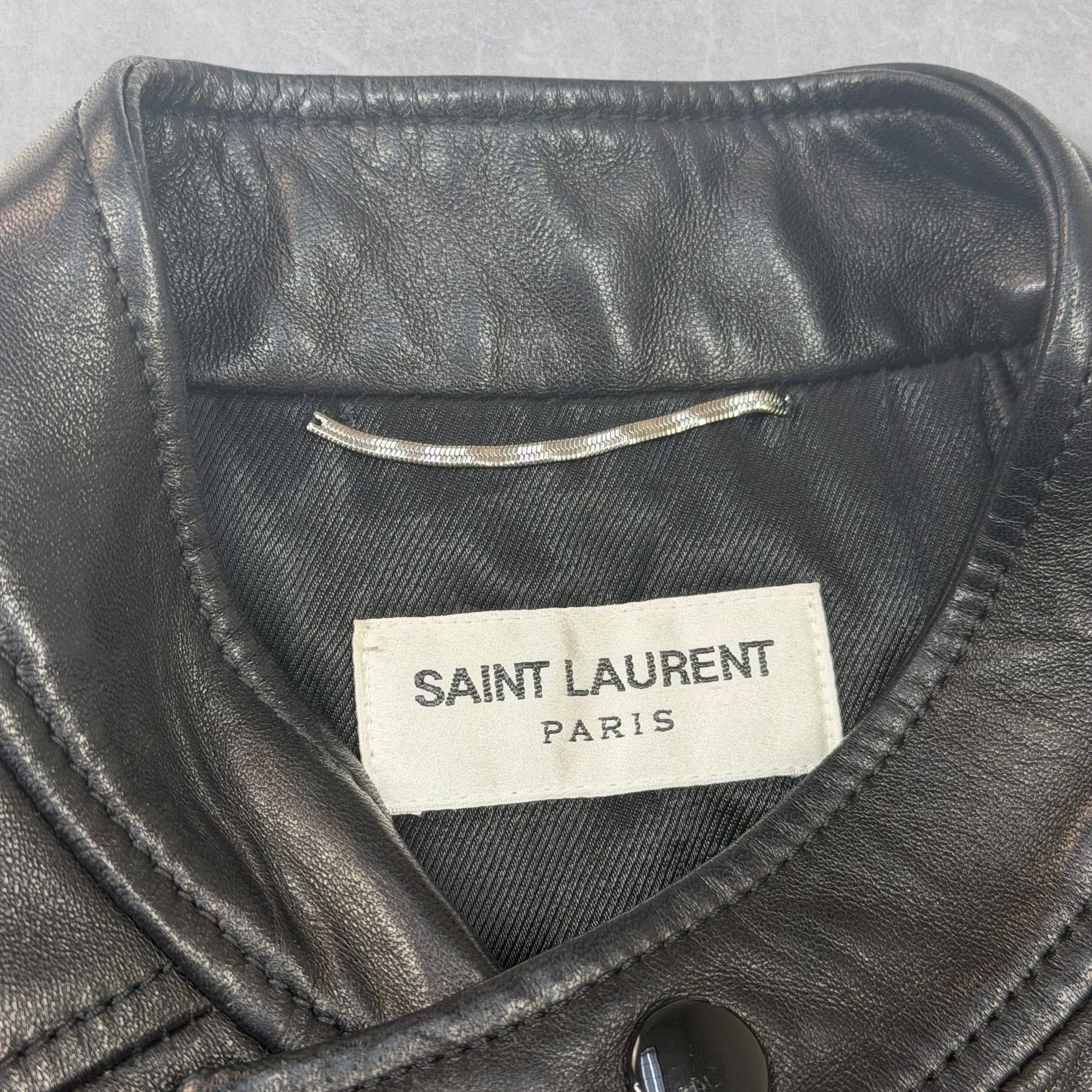 Other Saint Laurent Cafe Racer Leather Biker Jacket 54 (M) Size US M / EU 48-50 / 2 - 6 Thumbnail