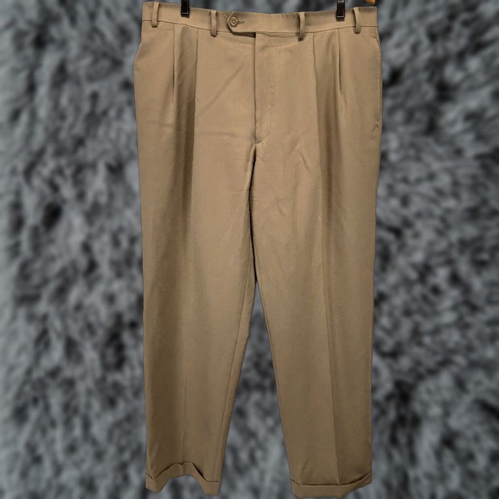 Ralph Lauren Lauren Ralph Lauren Dress Pants Mens 38x32 Regular Cuffed Pleated Brown Solid Business Slacks Size US 38 / EU 54 - 1 Thumbnail