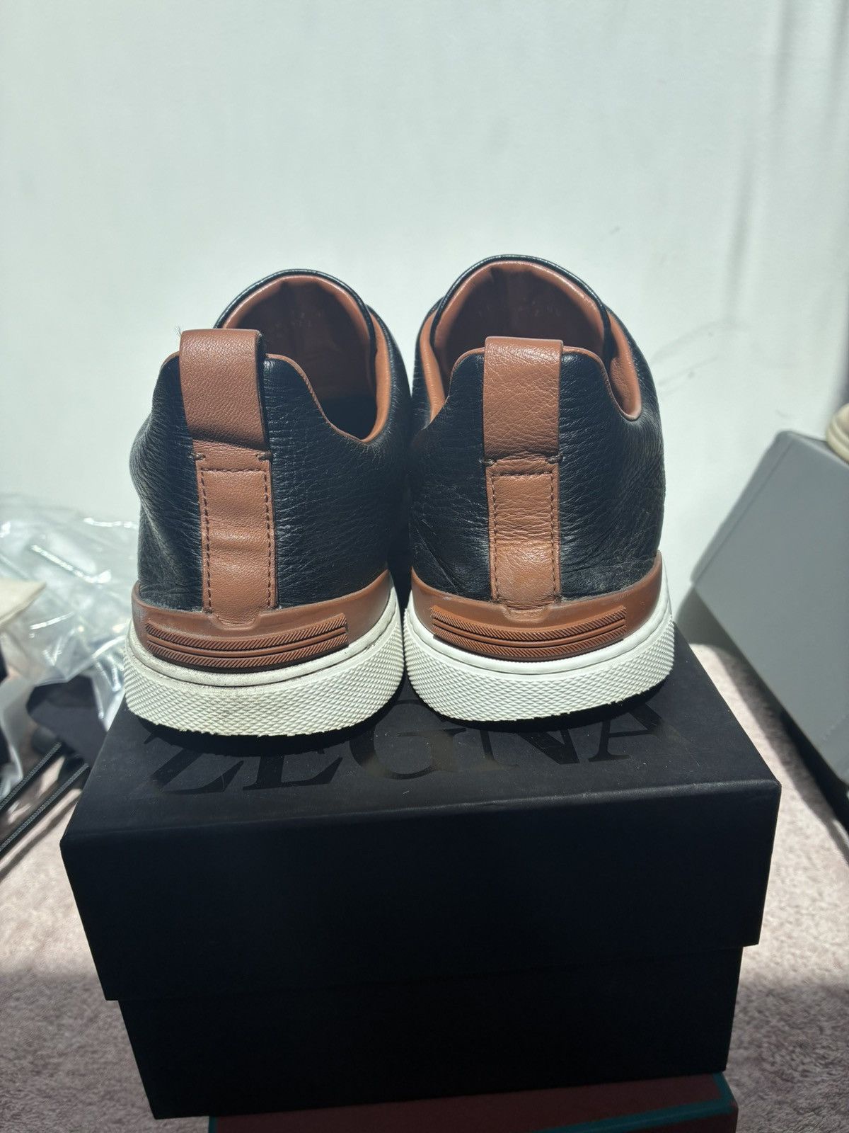 Ermenegildo Zegna Zegna black leather triple stitch uk 11.5 eu 45.5 Size US 12.5 / EU 45-46 - 5 Thumbnail