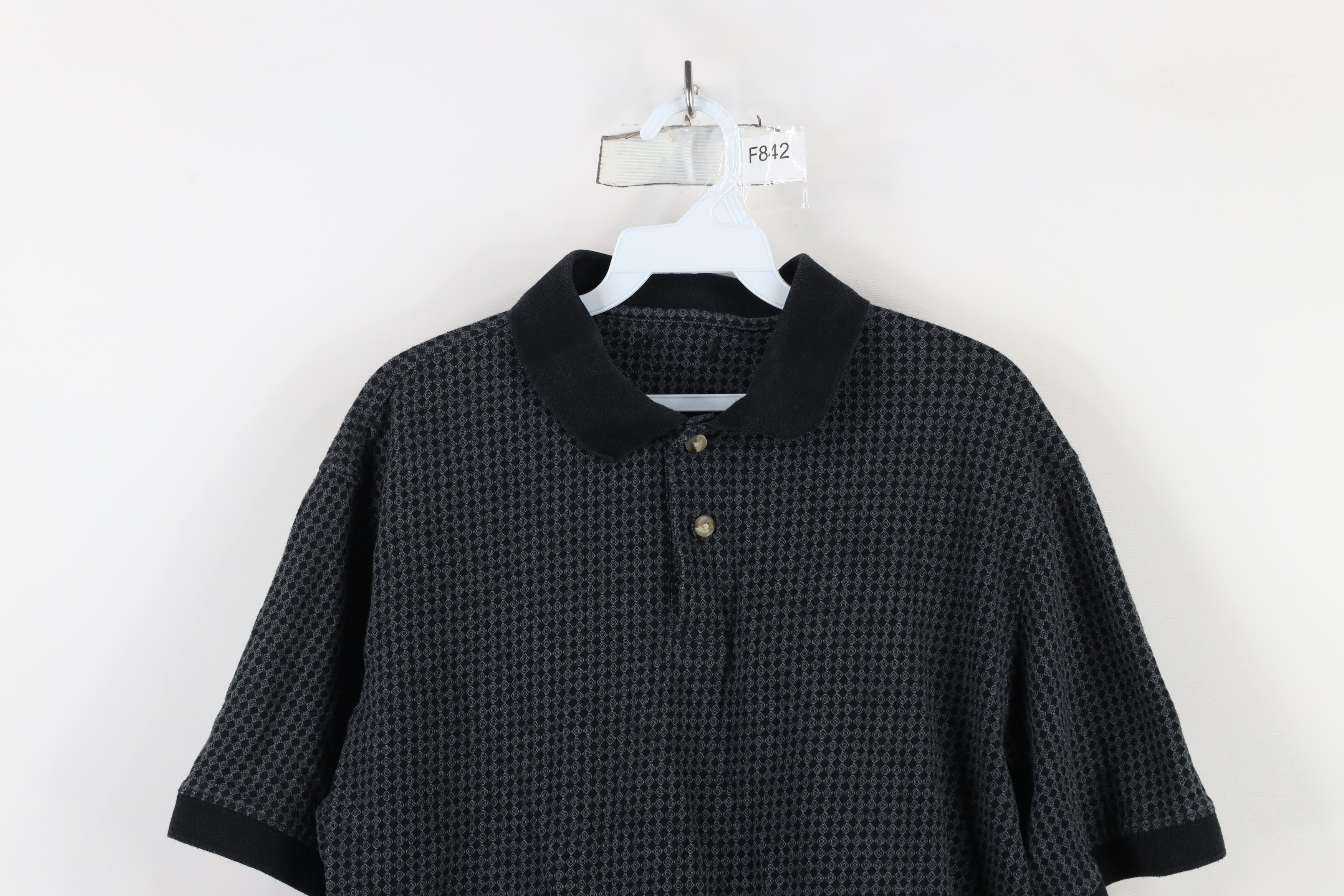 Vintage Vintage 90s Streetwear Diamond Geometric Knit Polo Shirt Size US L / EU 52-54 / 3 - 2 Thumbnail