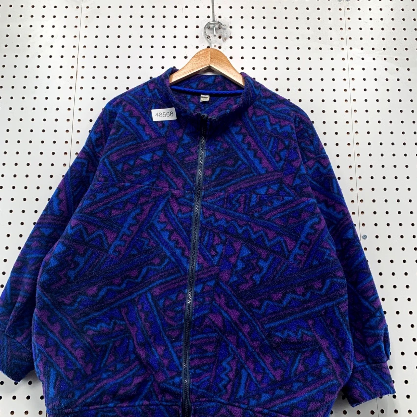 Vintage VINTAGE Aztec Fleece Jacket Mens XL Blue Purple Geometric Abstract 90s USA Size US XL / EU 56 / 4 - 4 Thumbnail