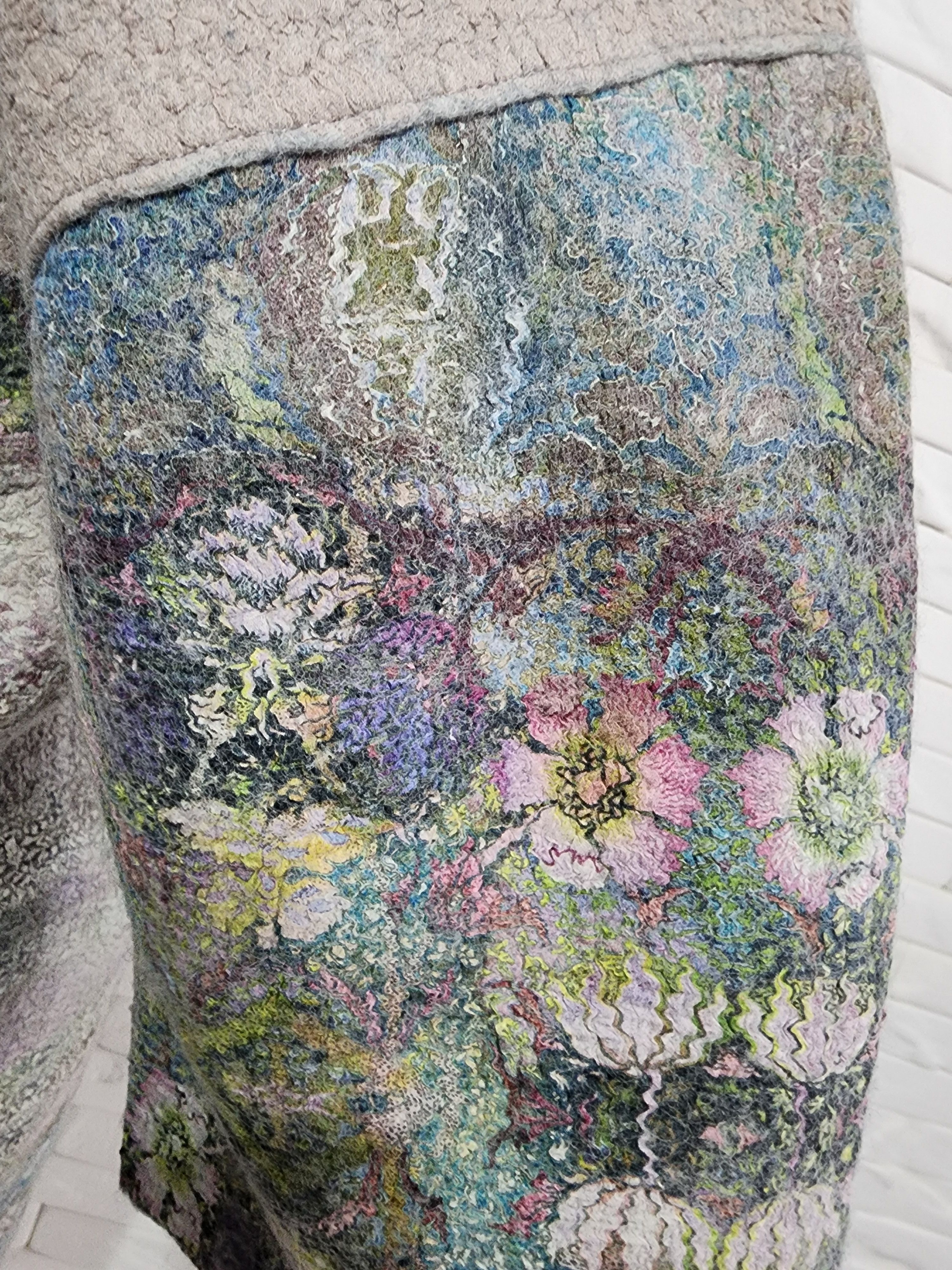 Handmade Women's coat made of felted genuine wool and silk. Size XL / US 12-14 / IT 48-50 - 8 Thumbnail