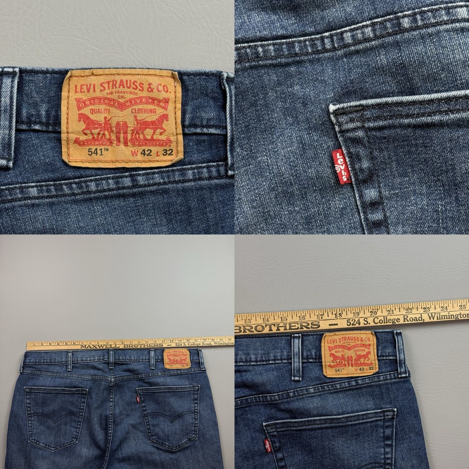 Levi's Levi's 541 Jeans Mens 42x32 Dark Wash Denim Athletic Taper Stretch Casual Jeans Mens Blue 90s Retro USA Jeans Size US 42 / EU 58 - 9 Thumbnail
