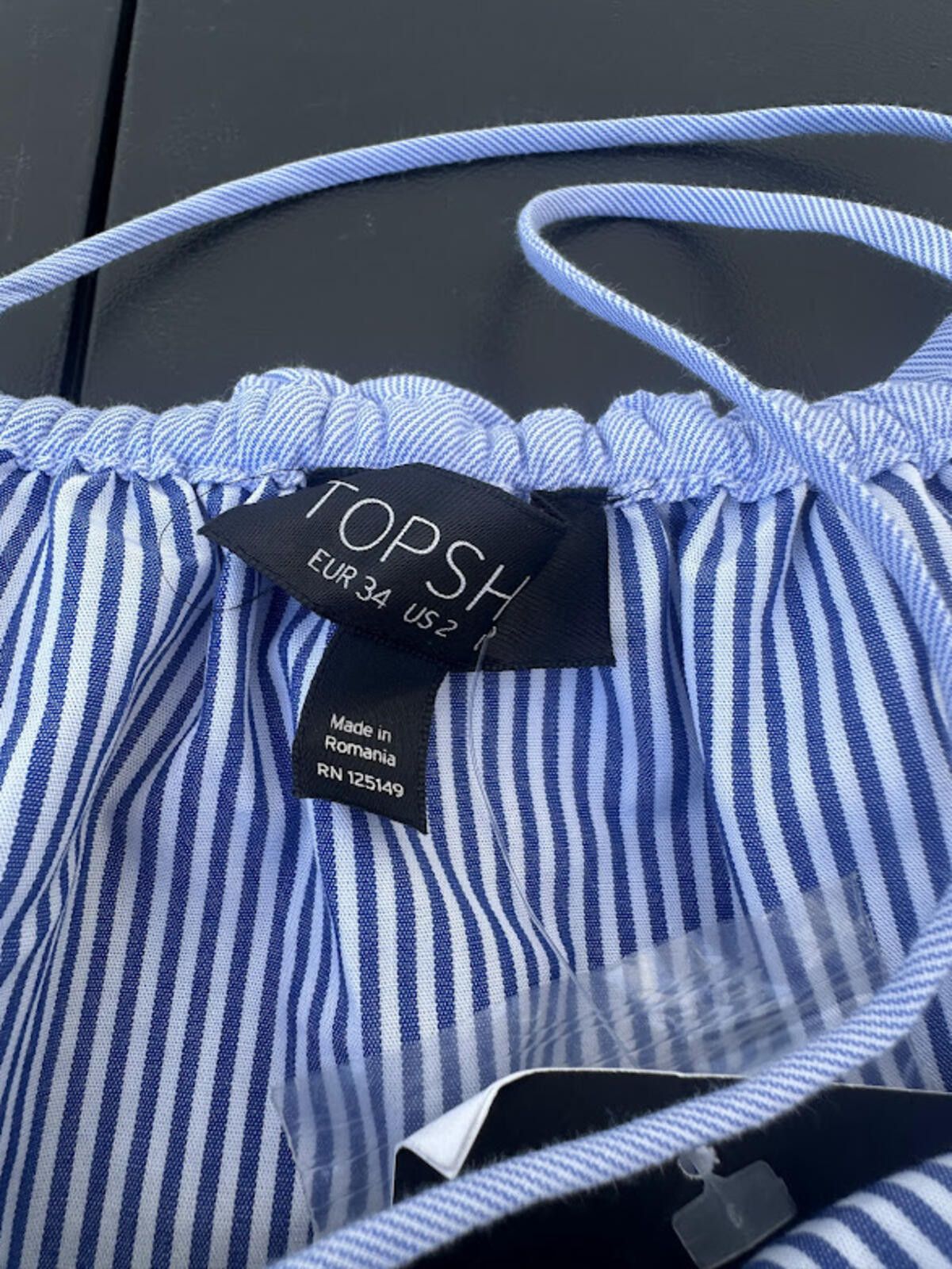 Topshop Topshop Blue Stripe Cold Shoulder Dress Size XS / US 0-2 / IT 36-38 - 5 Thumbnail